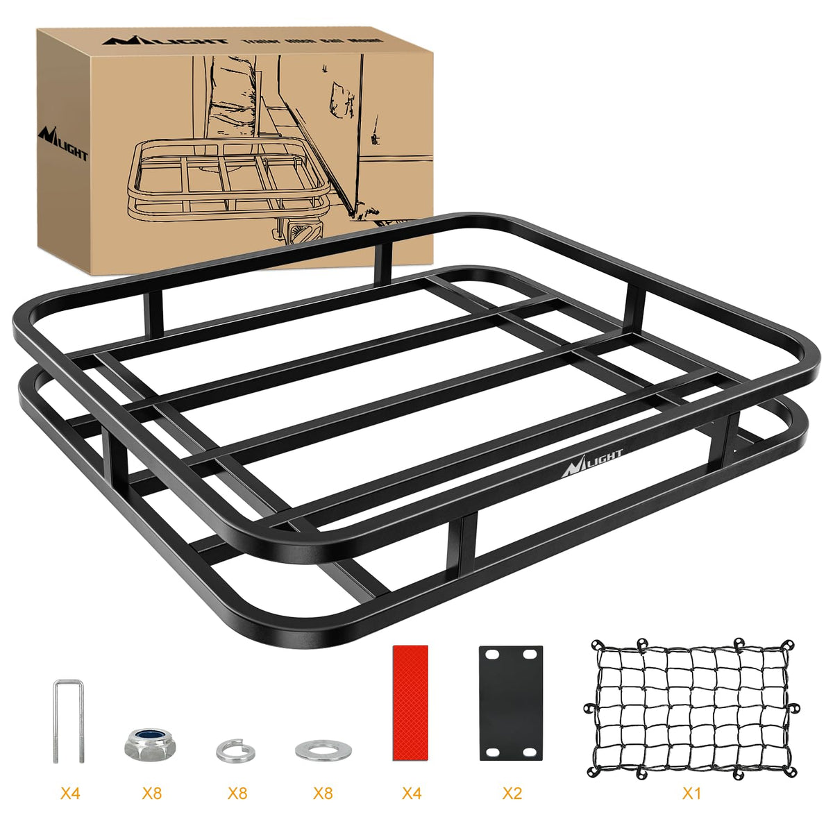 Nilight 32”×26”×4” RV Bumper Mounted Cargo Rack Carrier with Net - Product Imagery