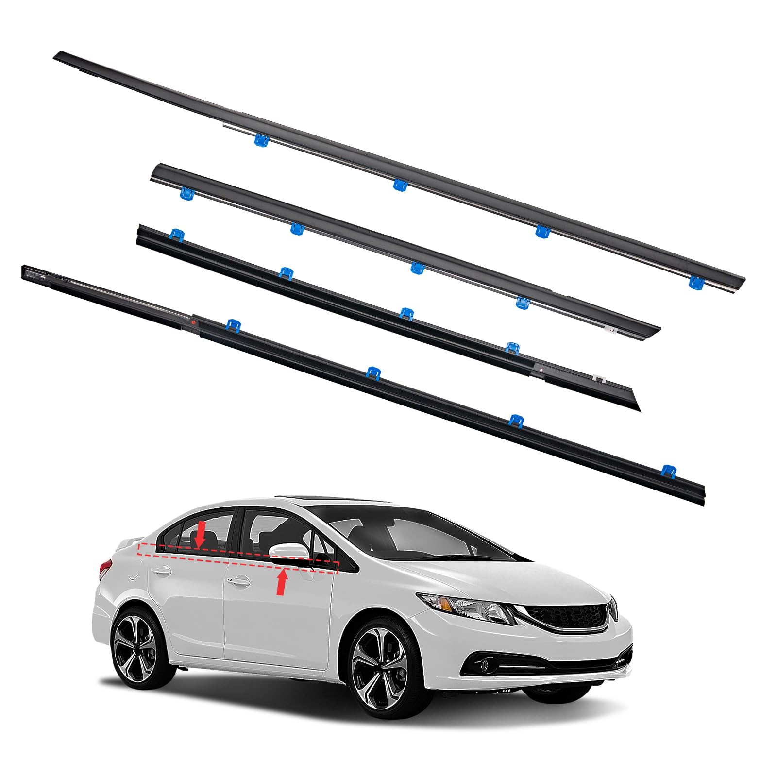 Window Molding Trim for 2012-2015 Honda Civic 4-Door Sedan - Product Imagery