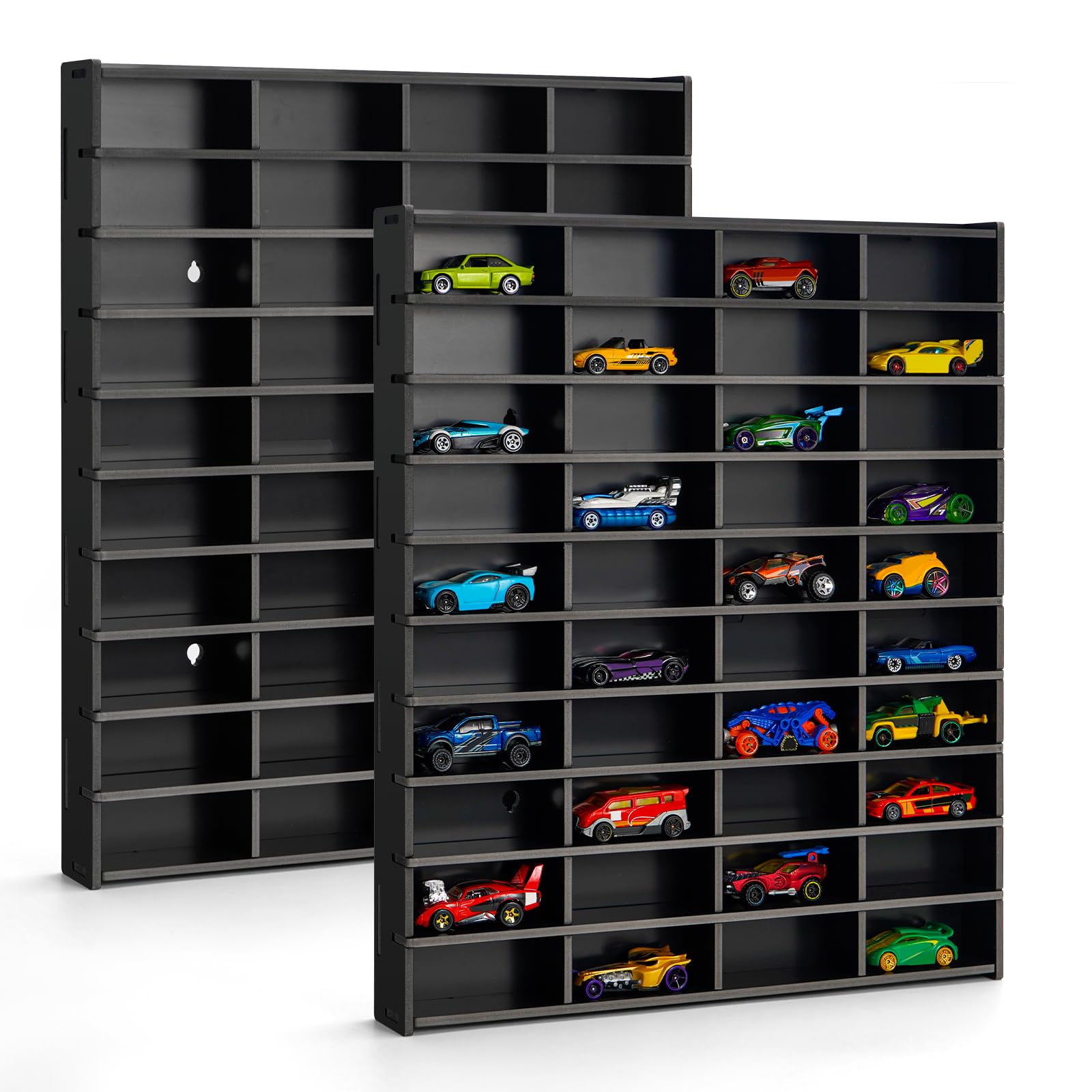 Krafetto 2 Pack 80-Slot Toy Car Display Shelves for 1/64 Cars, - Product Imagery