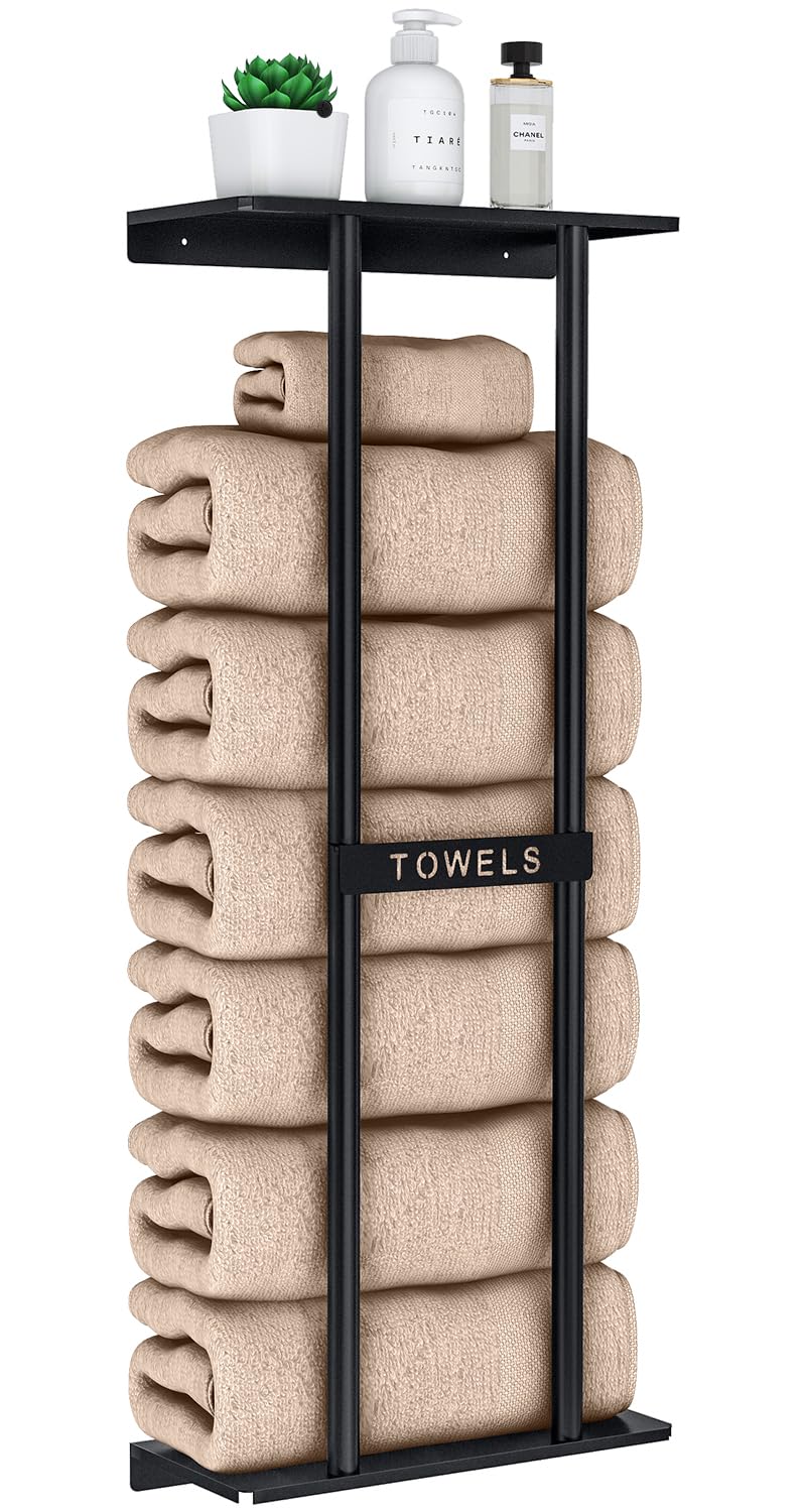 STWWO Towel Racks for Bathroom, Bathroom Towel Storage Wall - Product Imagery