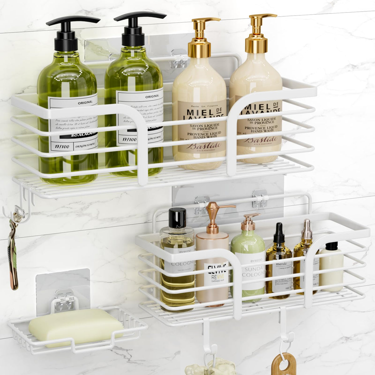 Yougai White Shower Caddy, Bathroom Organizers and Storage - Product Imagery