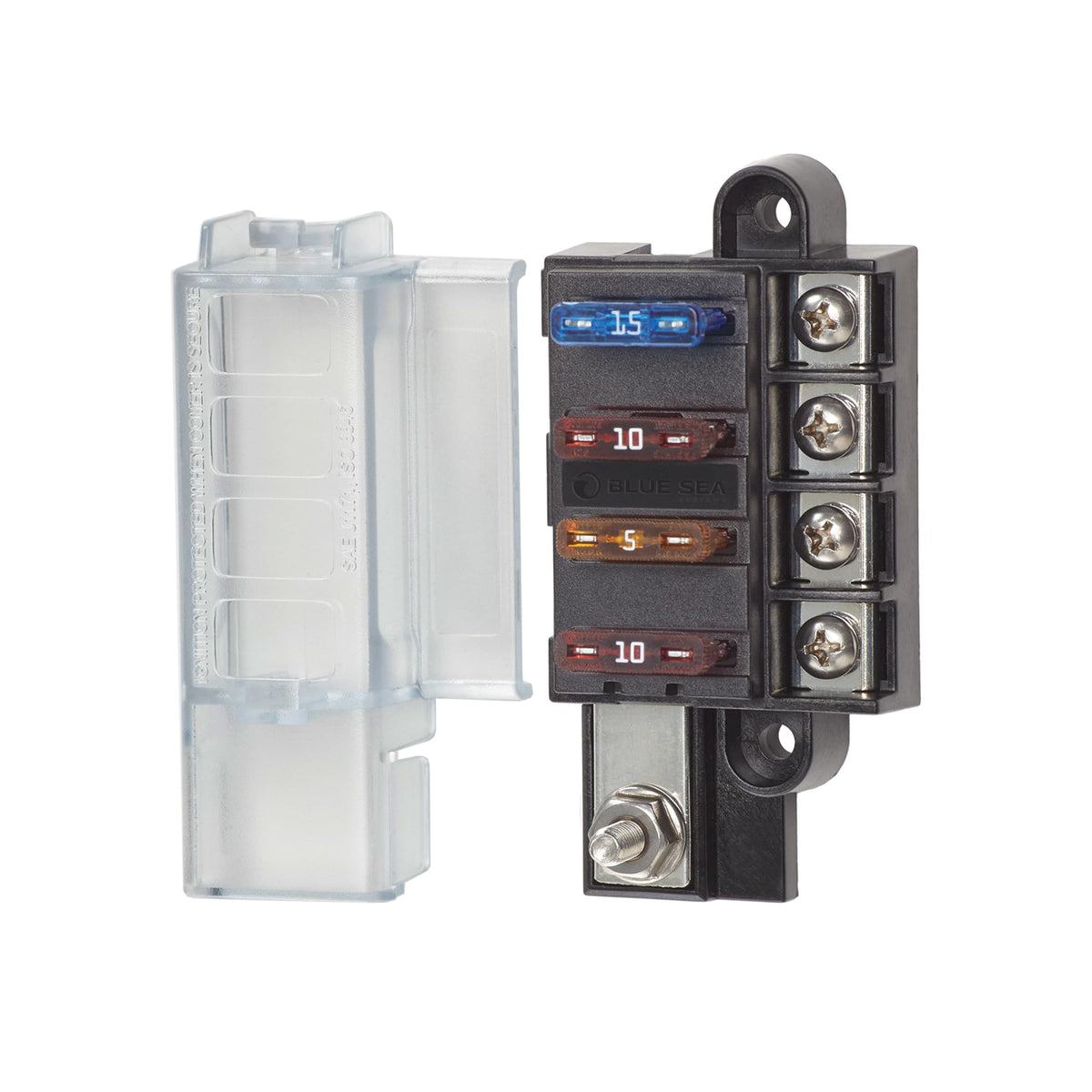 Blue Sea Systems ST Blade Fuse Block Compact 4 Circuit With - Product Imagery