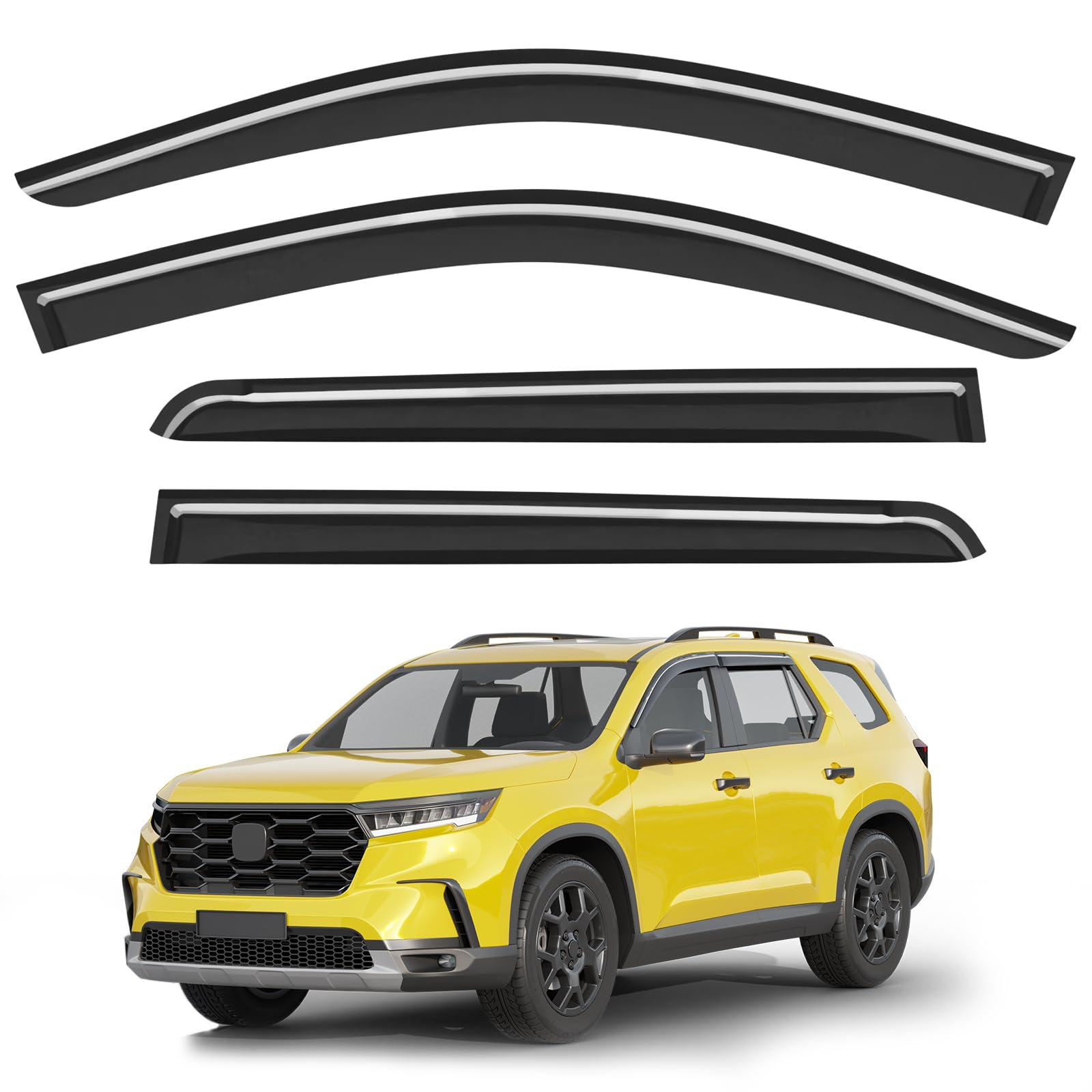 Out-Channel Window Visors Rain Guards for Honda Pilot 2023-2026 - Product Imagery