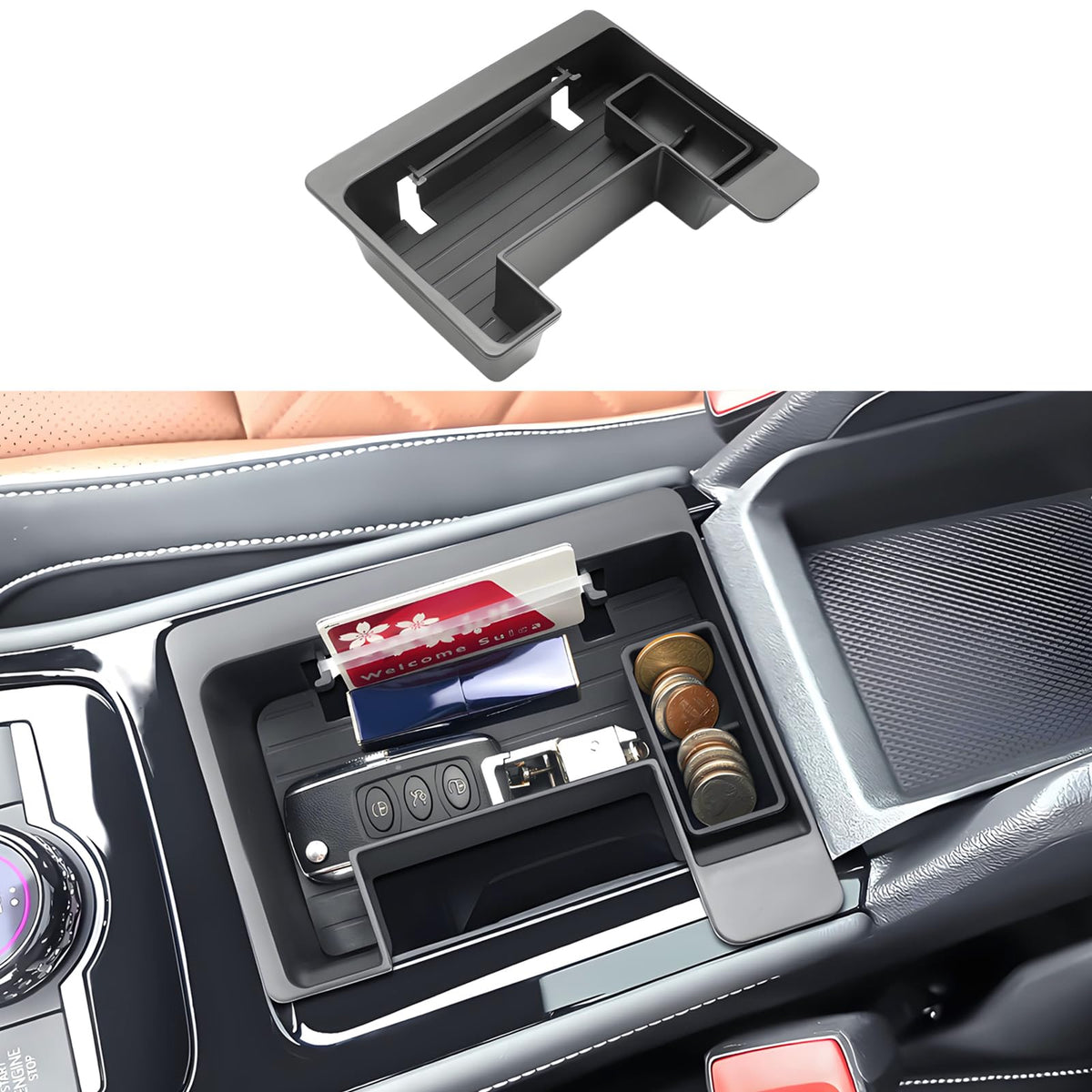 2025 2026 Tiguan Center Console Organizer Front, for VW Tiguan - Product Imagery