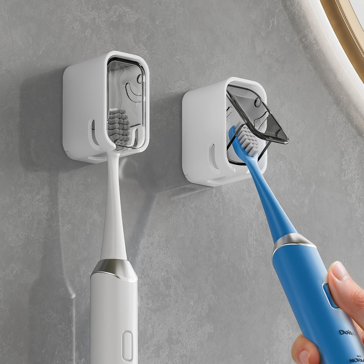 MOPMS Single Slot Toothbrush Holders Wall Mounted with Cover for - Product Imagery