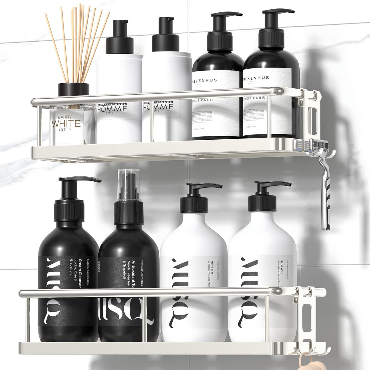 YASONIC Shower Caddy Adhesive, Rustproof Shower Organizer, Large - Product Imagery