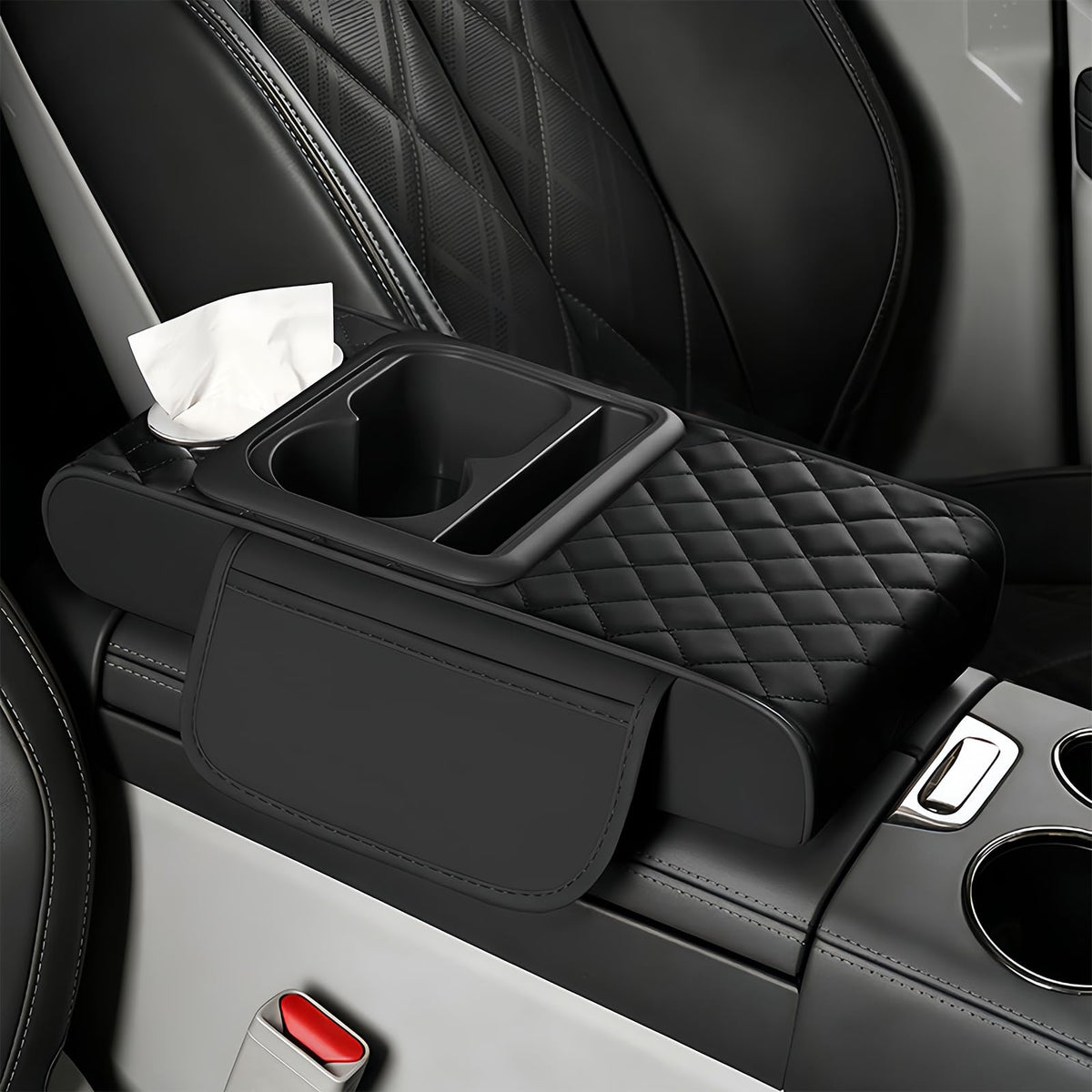 Upgraded 5 in 1 Car Center Console Cover, Leather Car Armrest - Product Imagery