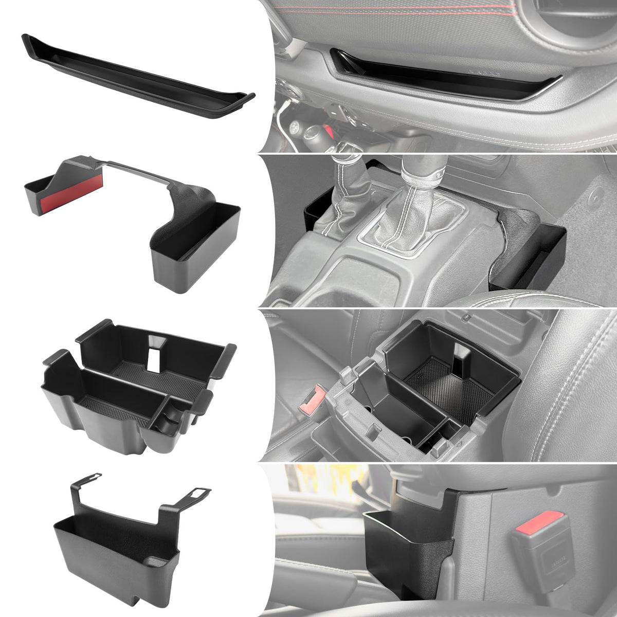 4PCS Center Console Organizer for 2024-2026 Jeep Wrangler JL JLU - Product Imagery