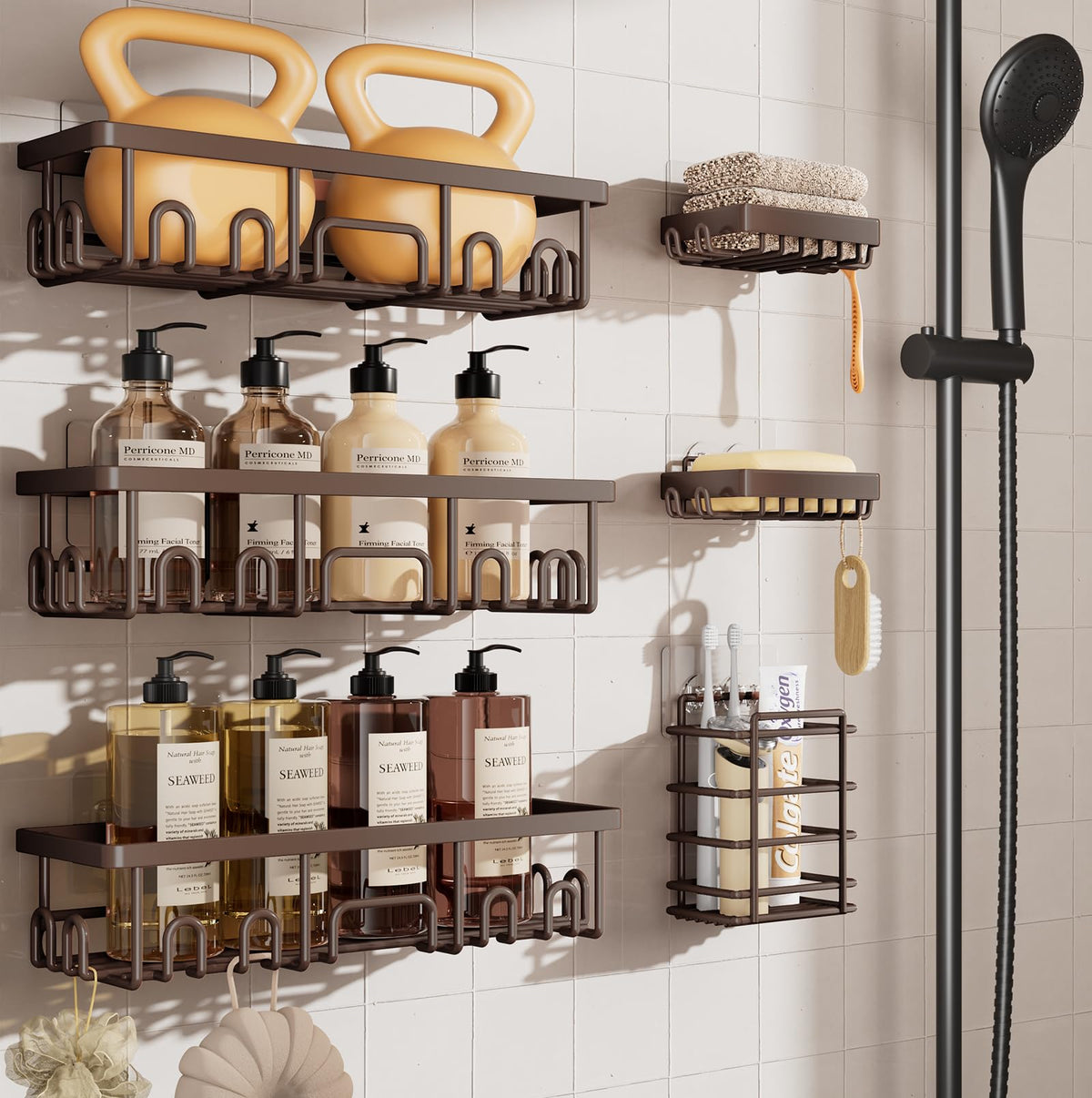 Veken Shower Caddy 6-Pack, No Drilling & Rustproof, Waterproof - Product Imagery