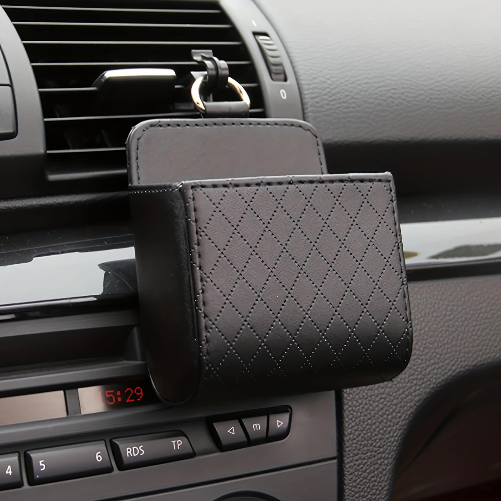 Car Organizer Box Bag Air Outlet Dashboard Hanging Faux PU - Product Imagery