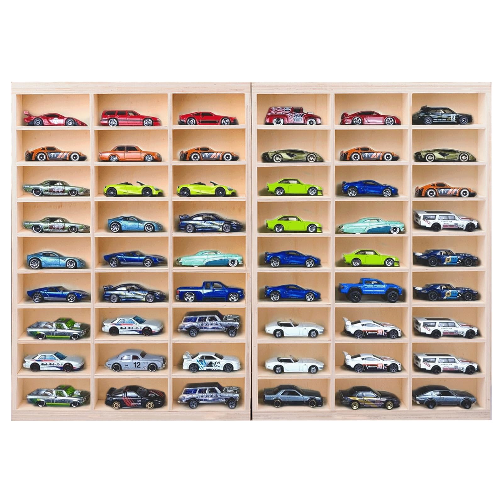 1:64 Model Car Wooden Display Case,54 Space,Storage Display - Product Imagery