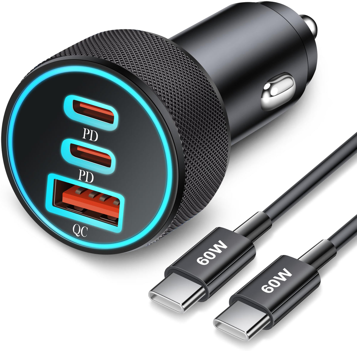 67W 3-Port Super Fast Type C Car Charger USB C for Samsung S26 - Product Imagery