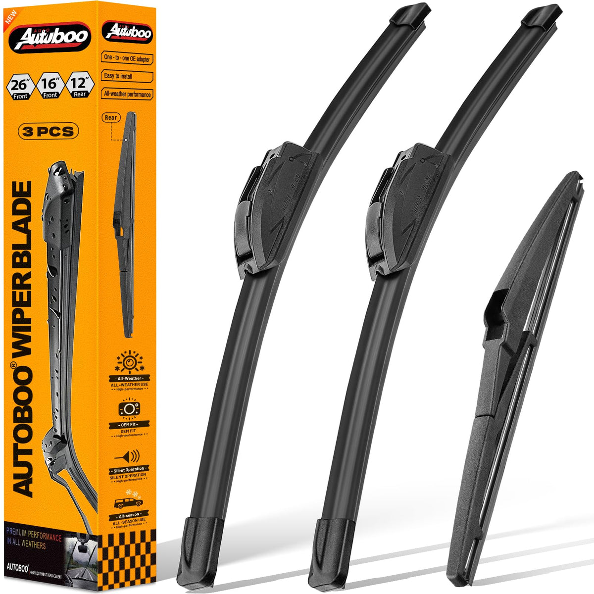 AUTOBOO Windshield Wiper Blade Replacement for Toyota RAV4 Mazda - Product Imagery