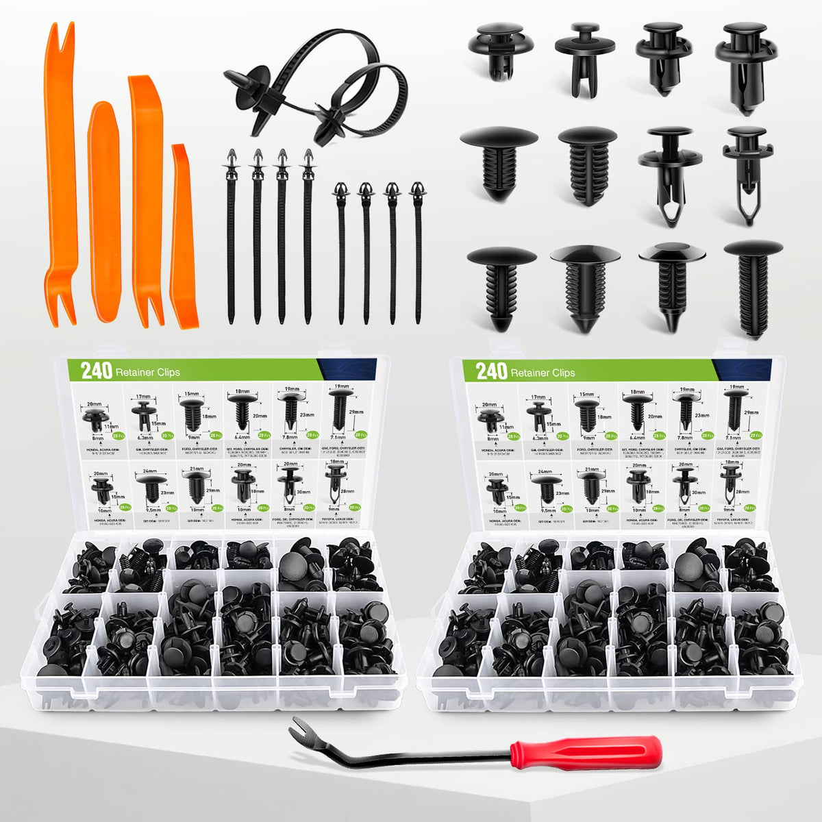 Frokom 480pcs Car Retainer Clips,12 Most Popular Sizes Nylon - Product Imagery