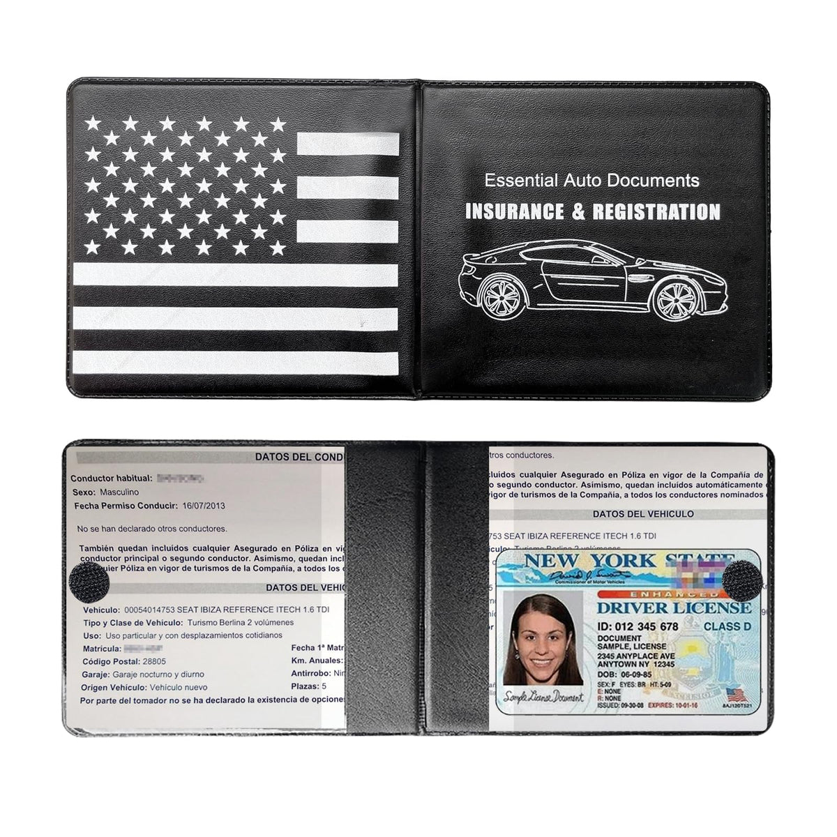Ziciner Car Registration Insurance Holder, 2Pack Essential Auto - Product Imagery