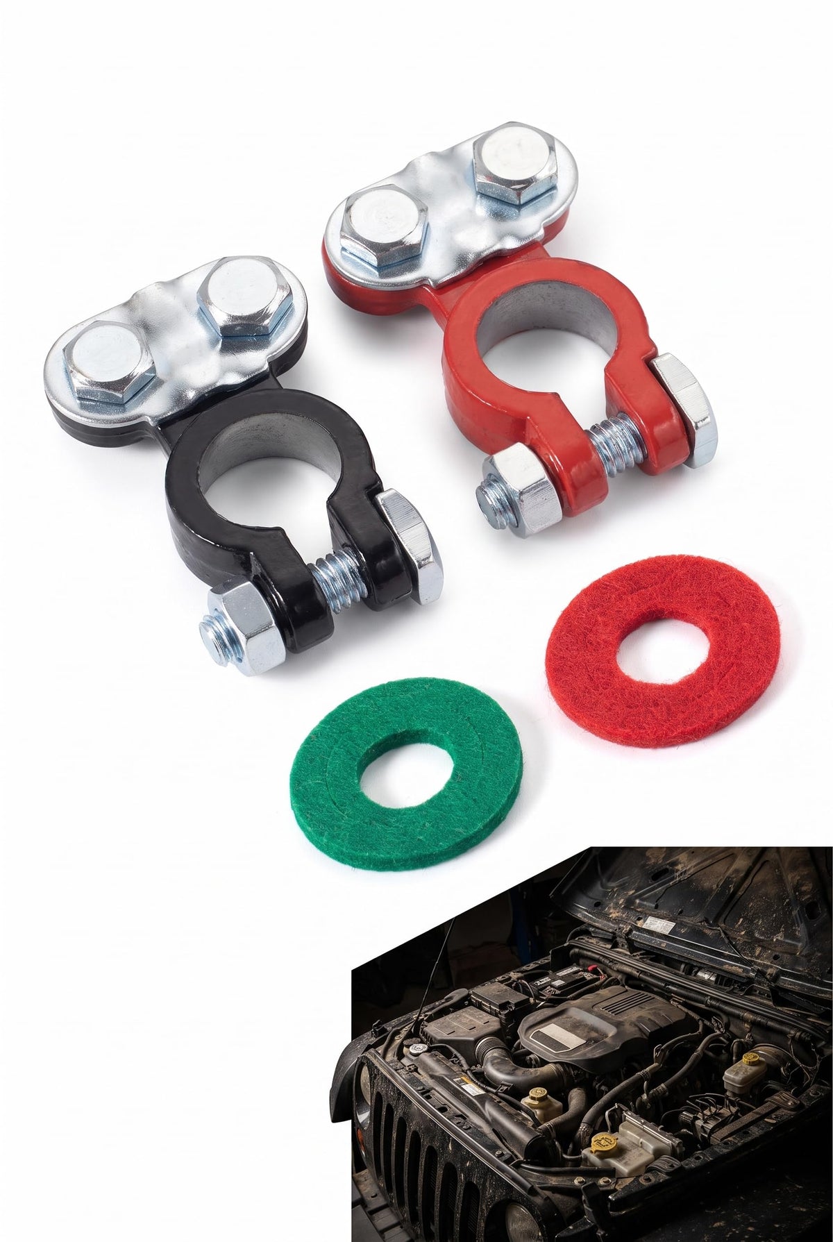 2 PCS Power Terminal Connectors, 12V Bus Bar Terminal Block, - Product Imagery