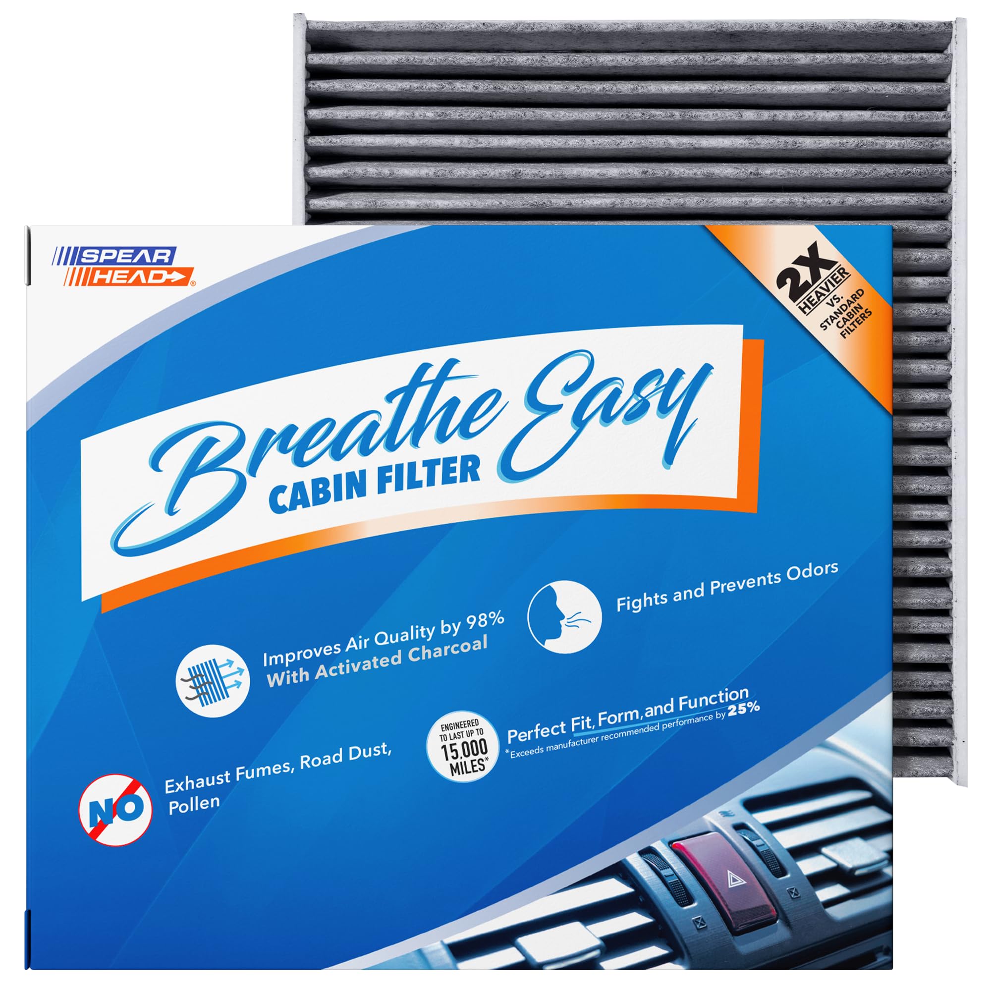 Spearhead Odor Defense Breathe Easy AC & Heater Cabin Air Filter - Product Imagery