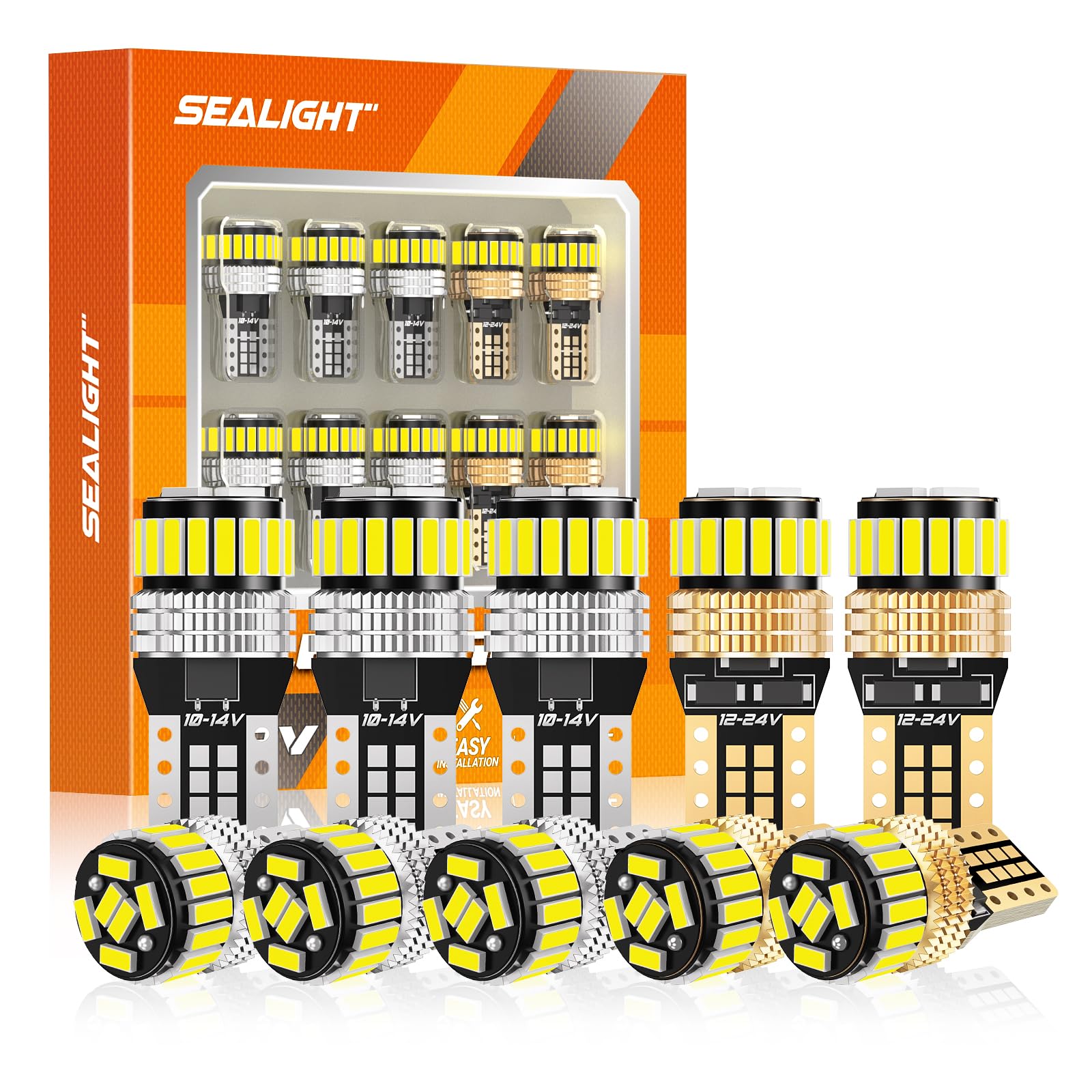 SEALIGHT 194 LED Bulb 6000K White 168 T10 2825 W5W 600% - Product Imagery