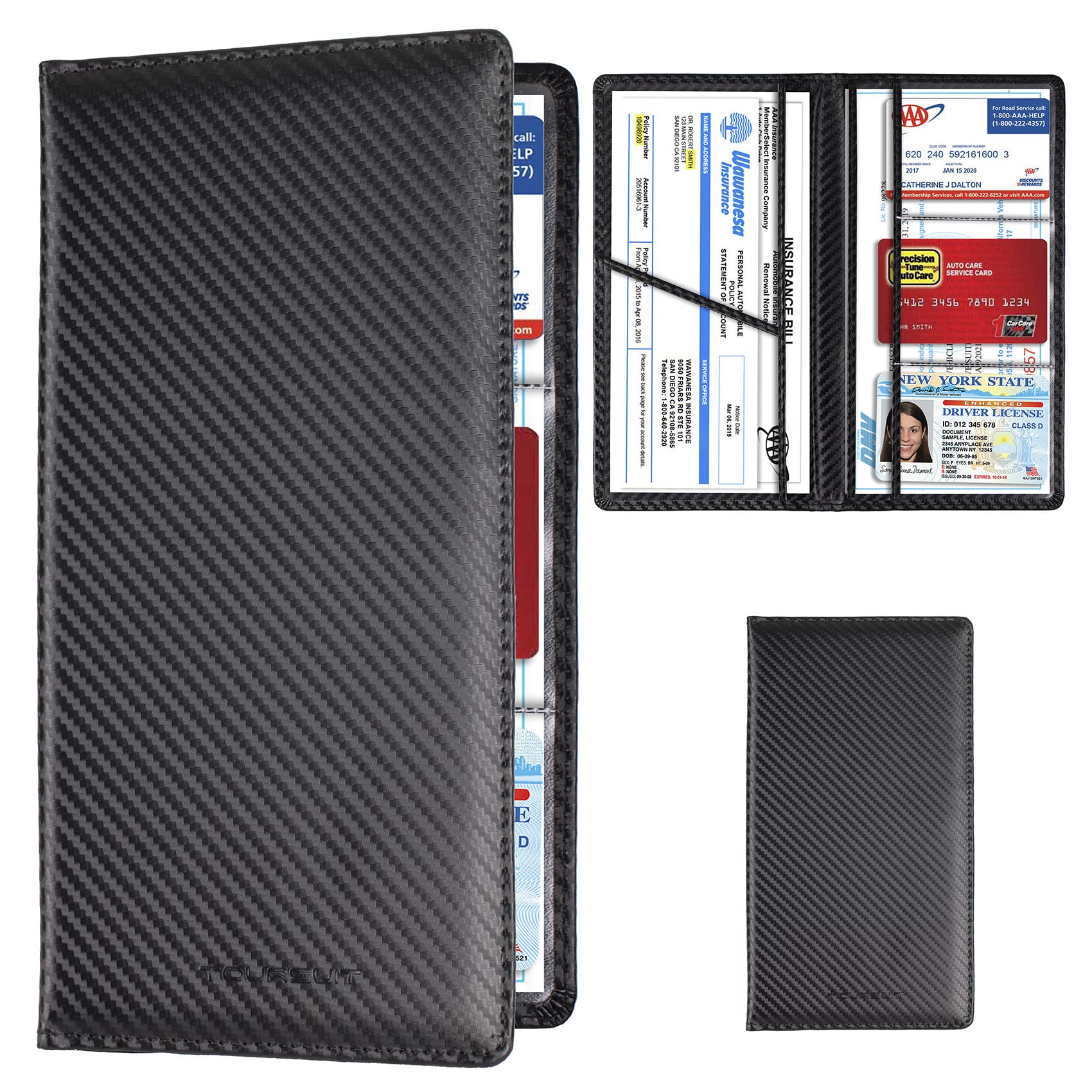 TOURSUIT Car Registration & Insurance Card Holder, Carbon Fiber - Product Imagery