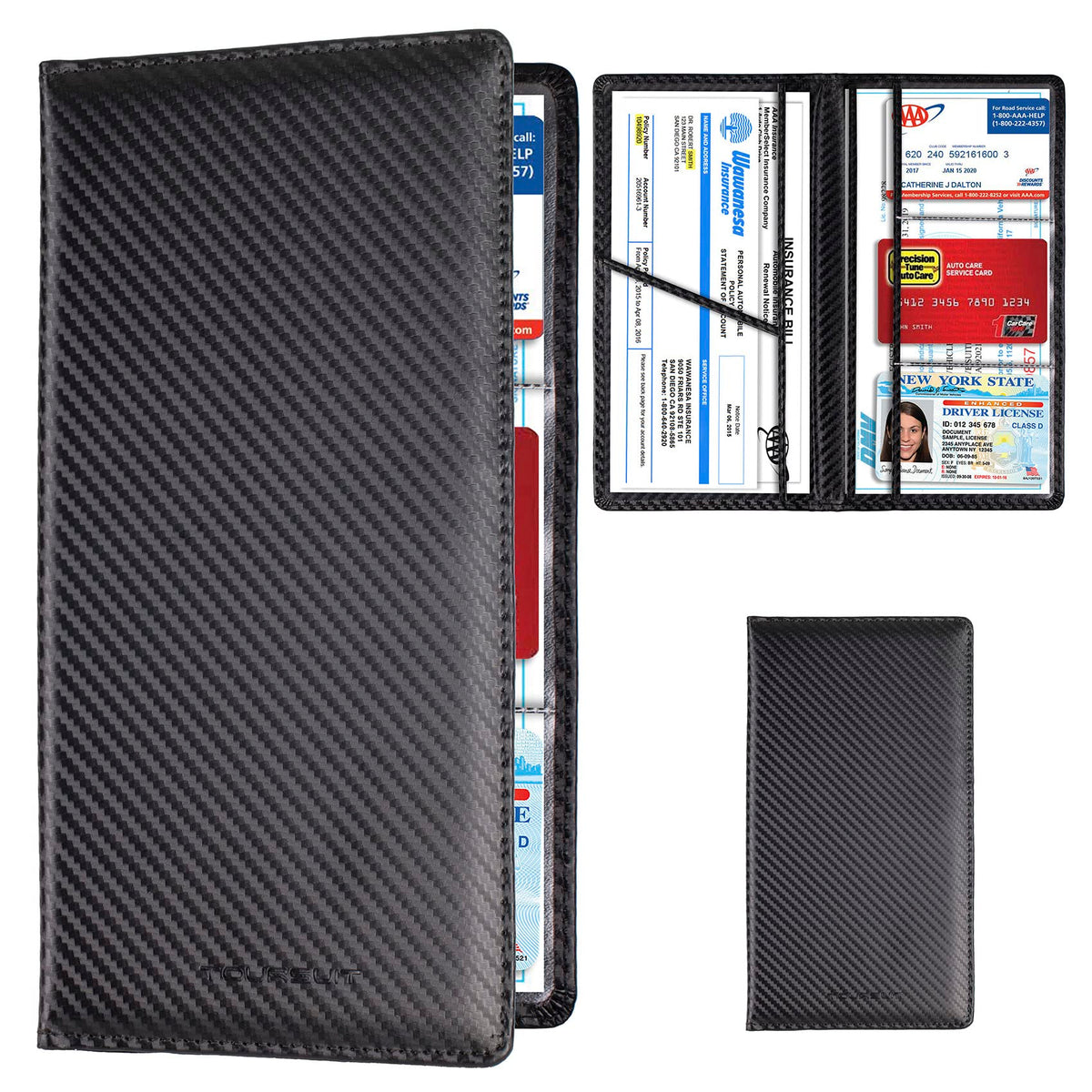 TOURSUIT Car Registration & Insurance Card Holder, Carbon Fiber - Product Imagery