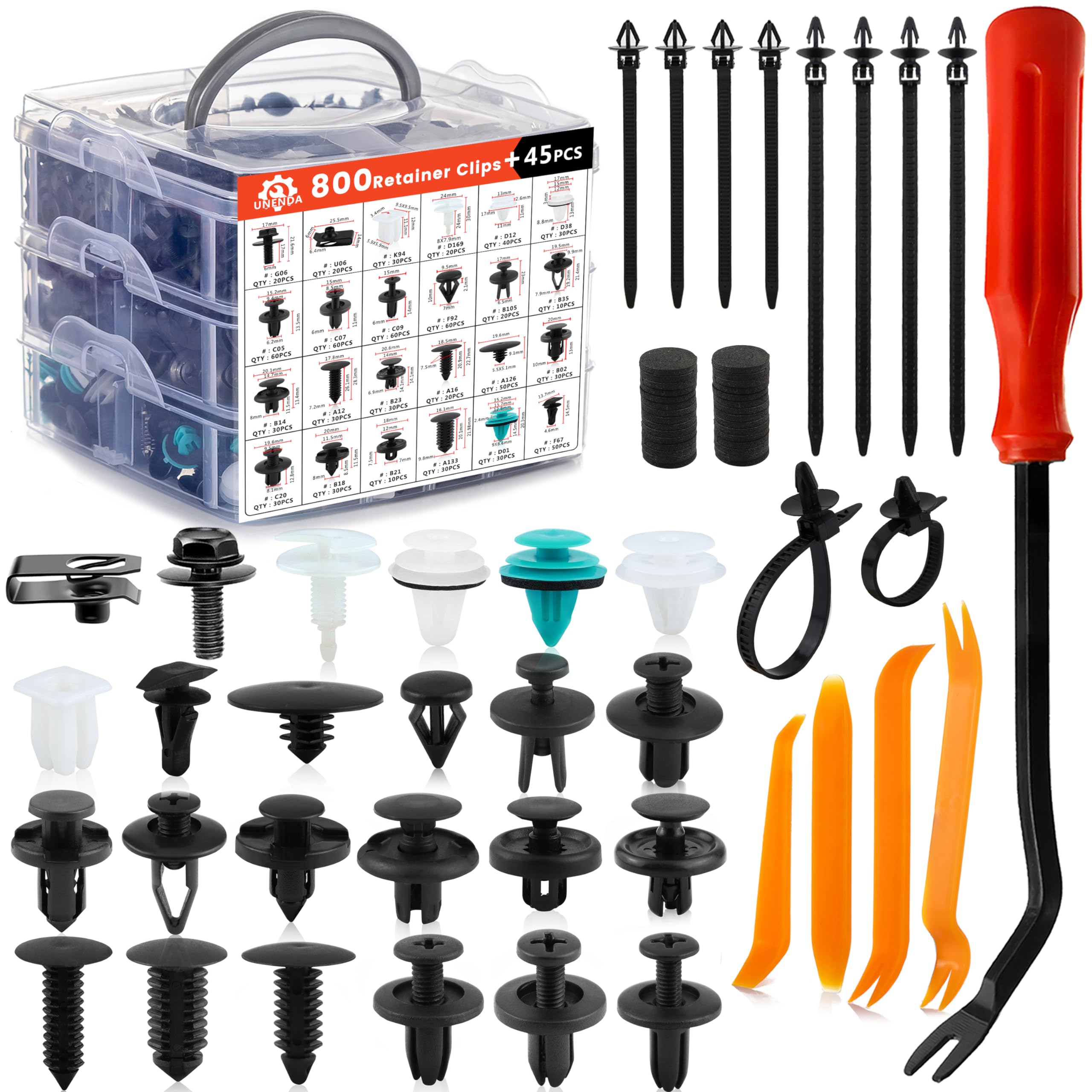 Car Push Retainer Clips 24 Most Popular Sizes Fasteners 845 PCS - Product Imagery