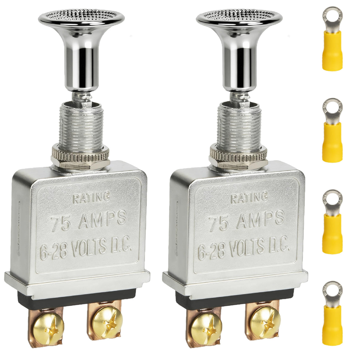 2 PCS Push Pull Switch, 75 AMP 6-28V DC Pull Switch - Product Imagery