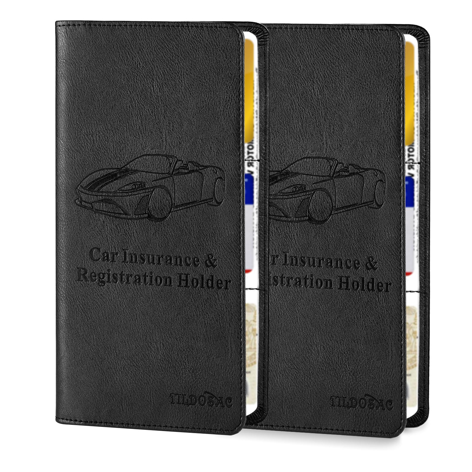 TILDOSAC 2Pack Leather Car Registration and Insurance Card - Product Imagery