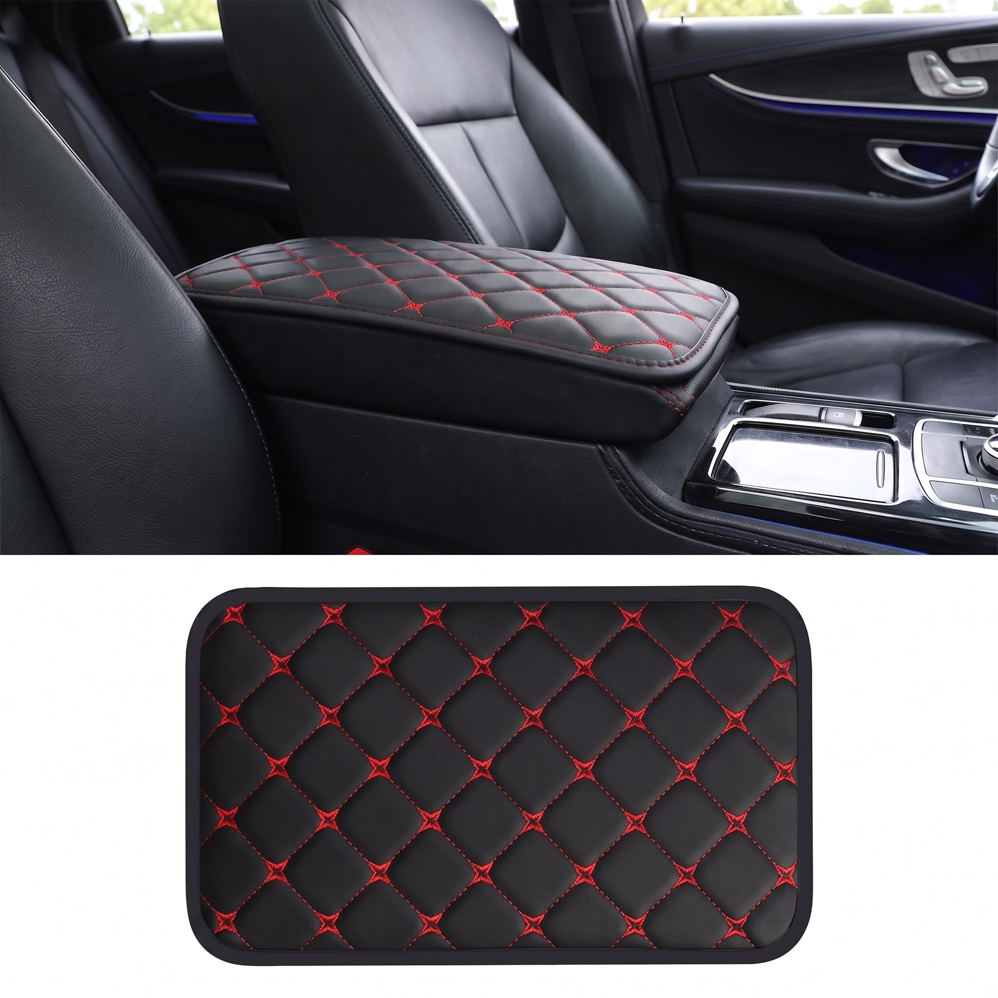 Car Center Console Cover, PU Leather Vehicle Center Armrest - Product Imagery