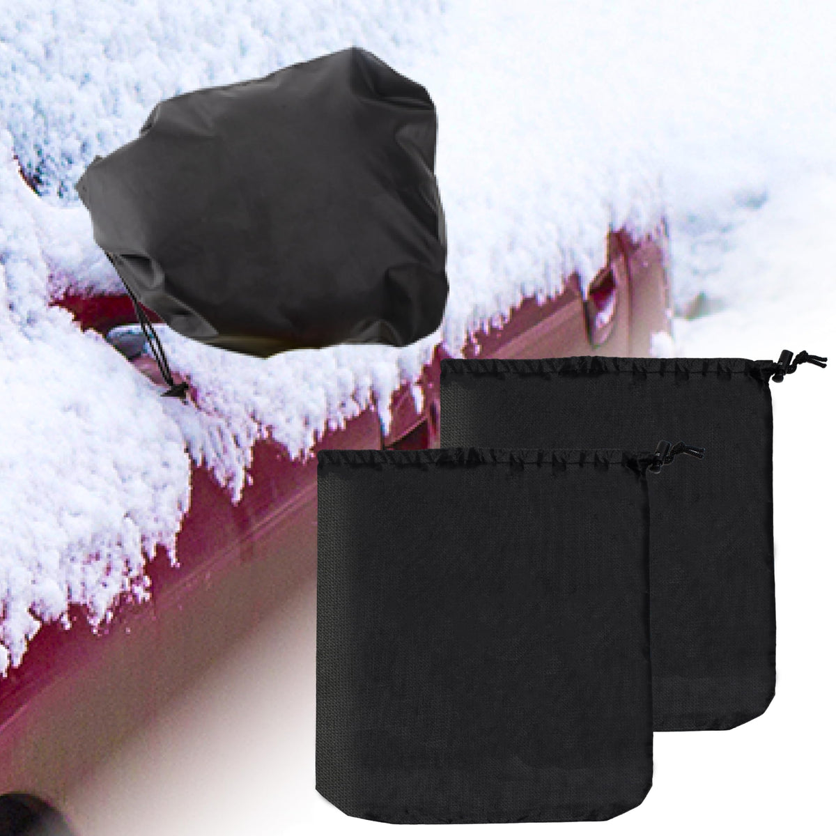 2 Pcs Side Mirror Covers with Drawstrings, Rearview Accessories - Product Imagery