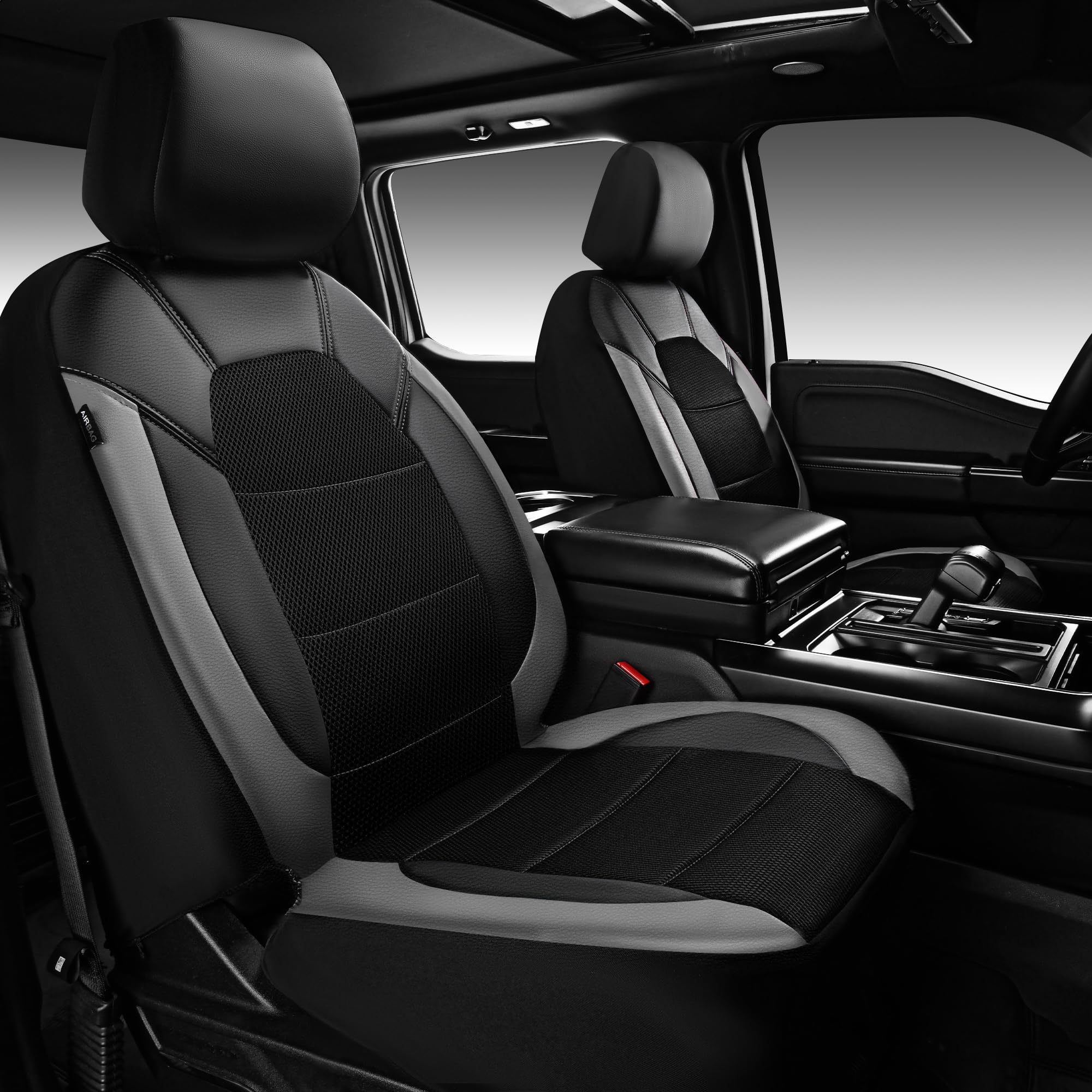 CAR PASS Leather Car Seat Covers Front Seats only, with Air Mesh - Product Imagery