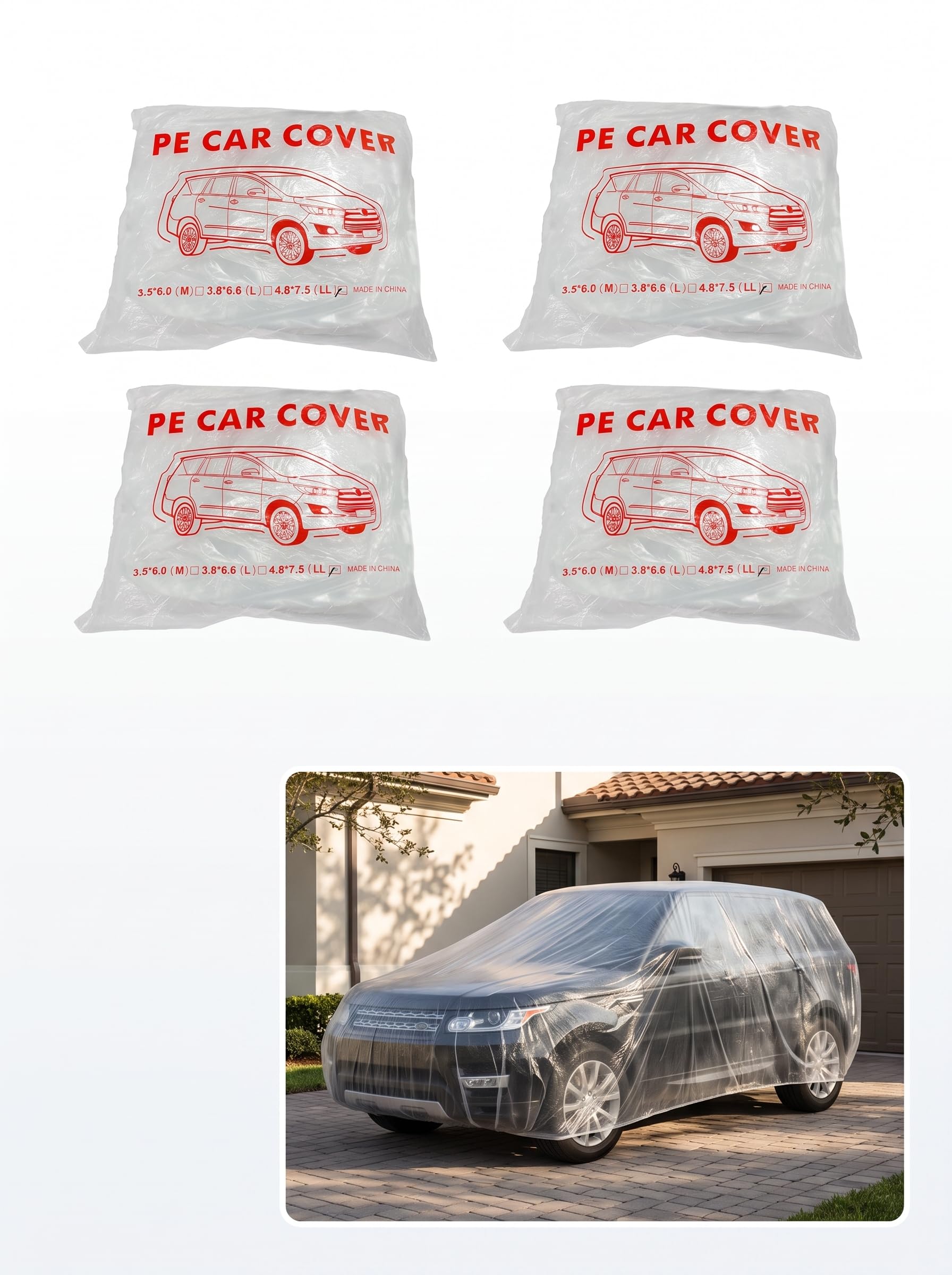 4 PCS XL Disposable Car Cover for SUV and Minivans, 15.7FT x - Product Imagery