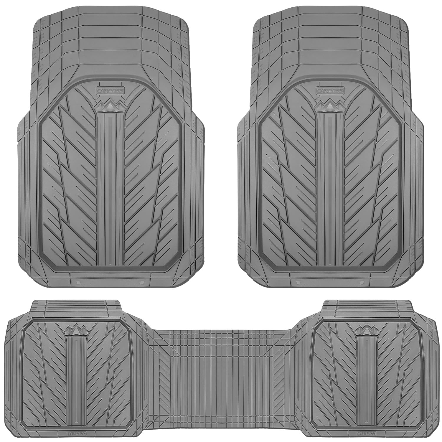 CAR PASS Heavy Rubber Car Floor Mats, Deep Waterproof Car Mats - Product Imagery