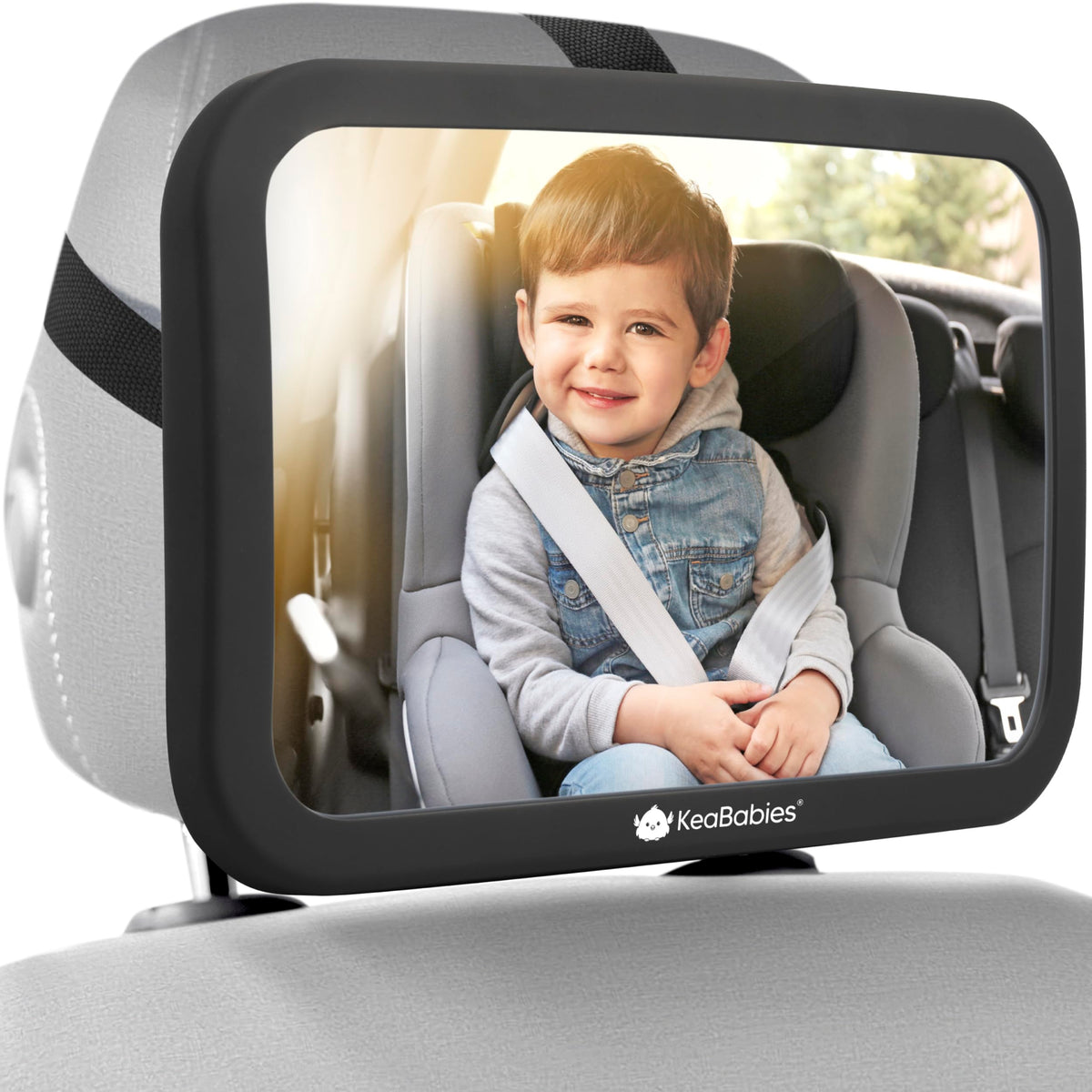 KeaBabies Baby Car Seat Mirror, Wide View, Shatterproof (Matte - Product Imagery