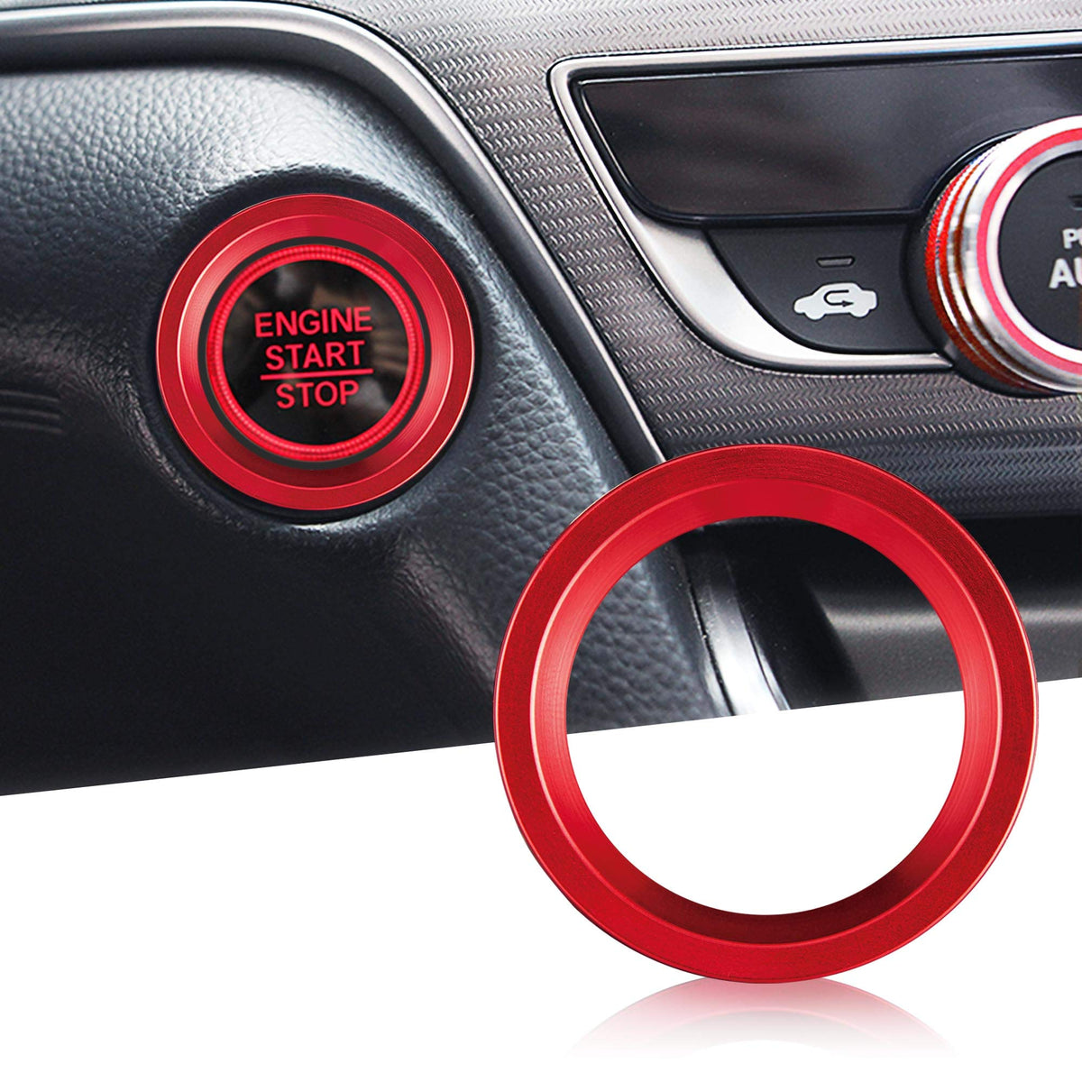TOMALL Aluminum Engine Start Stop Push Button Cover Trim - Product Imagery