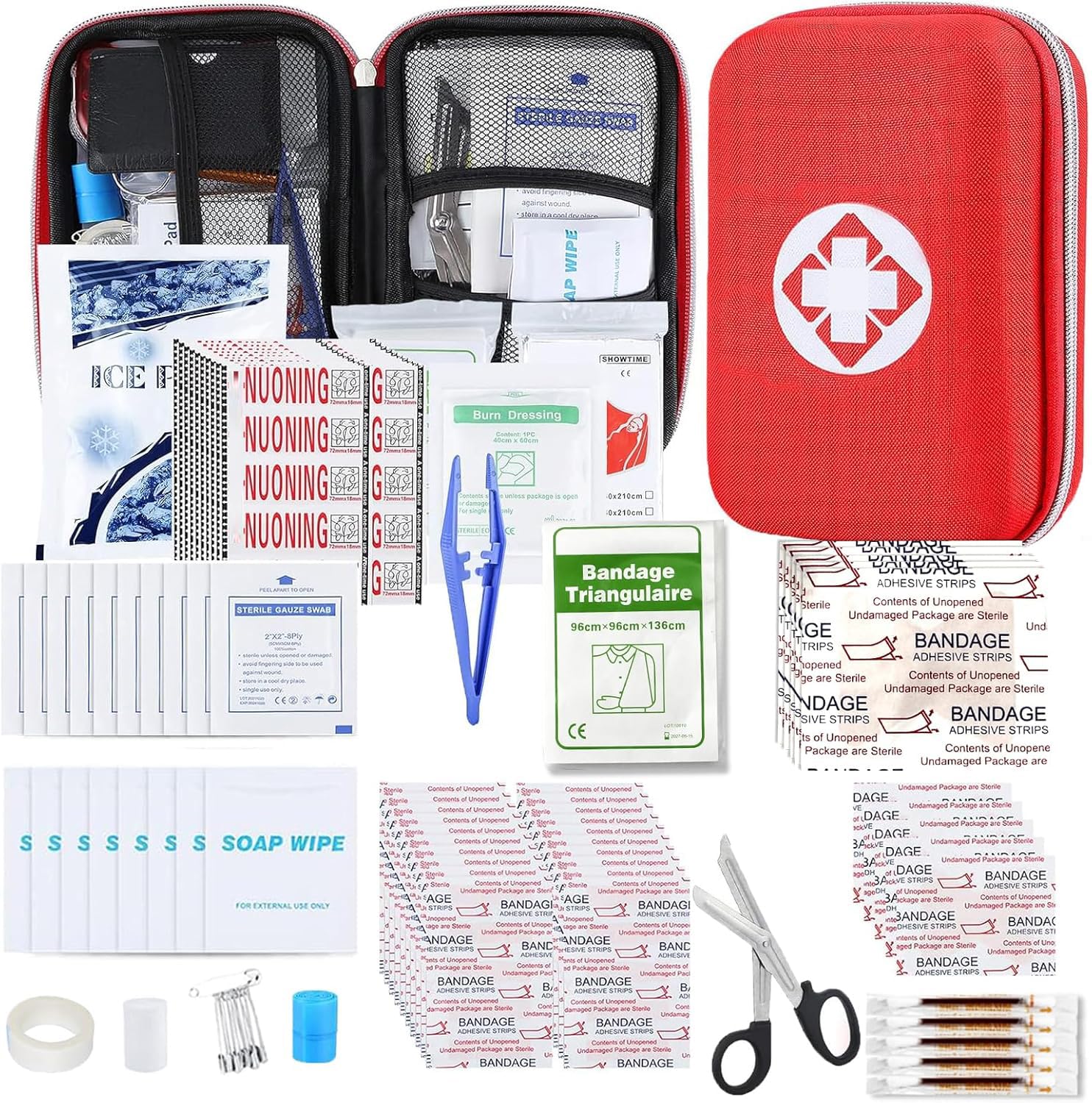 First Aid Kit 276PCS Car Home Camping Essentials Red Emergency - Product Imagery