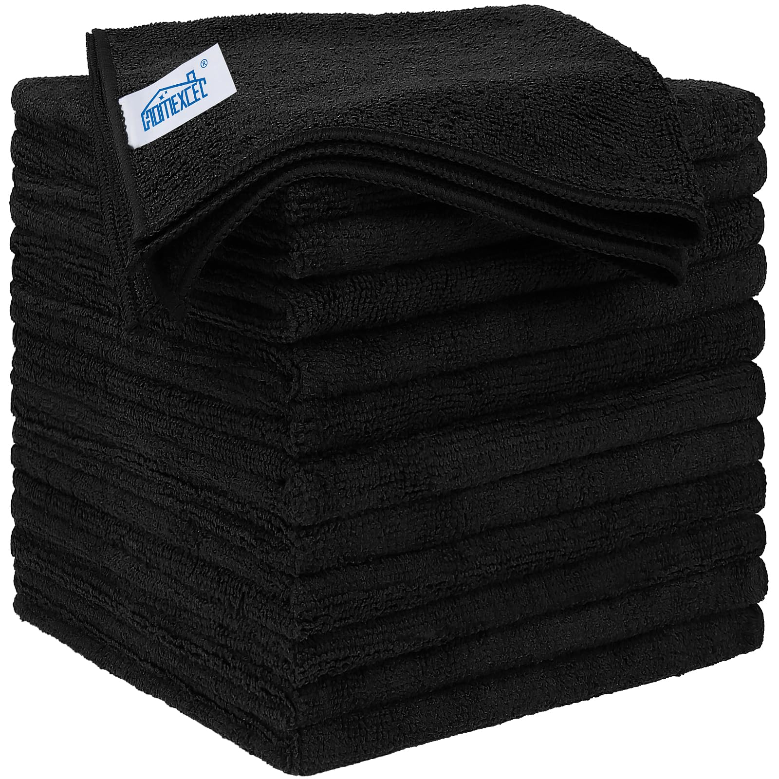 HOMEXCEL Black Microfiber Cleaning Cloth 12 Pack, 12.5 x 12.5 - Product Imagery