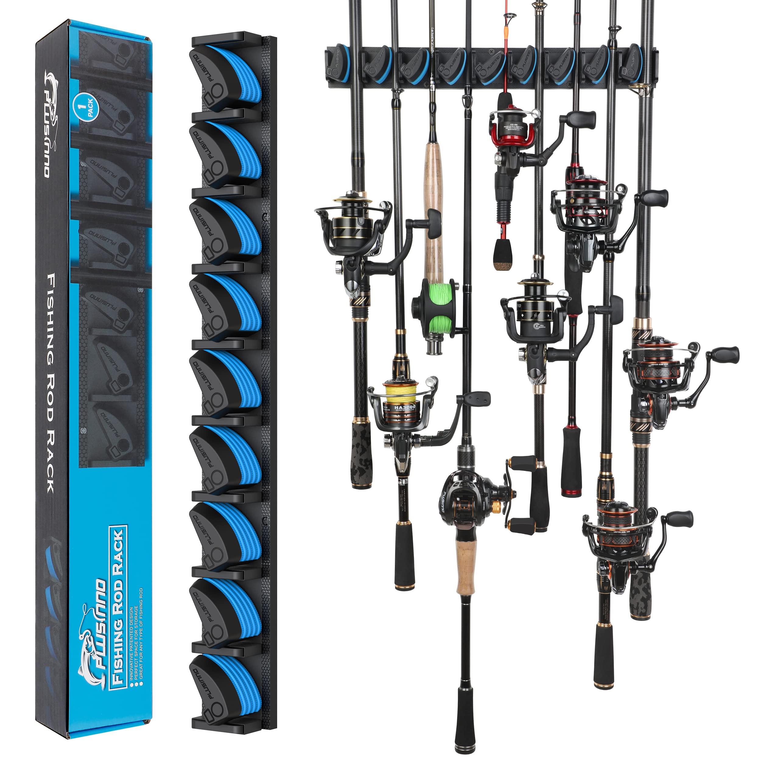 PLUSINNO V9 Vertical Fishing Rod Holder, Wall Mounted Fishing - Product Imagery