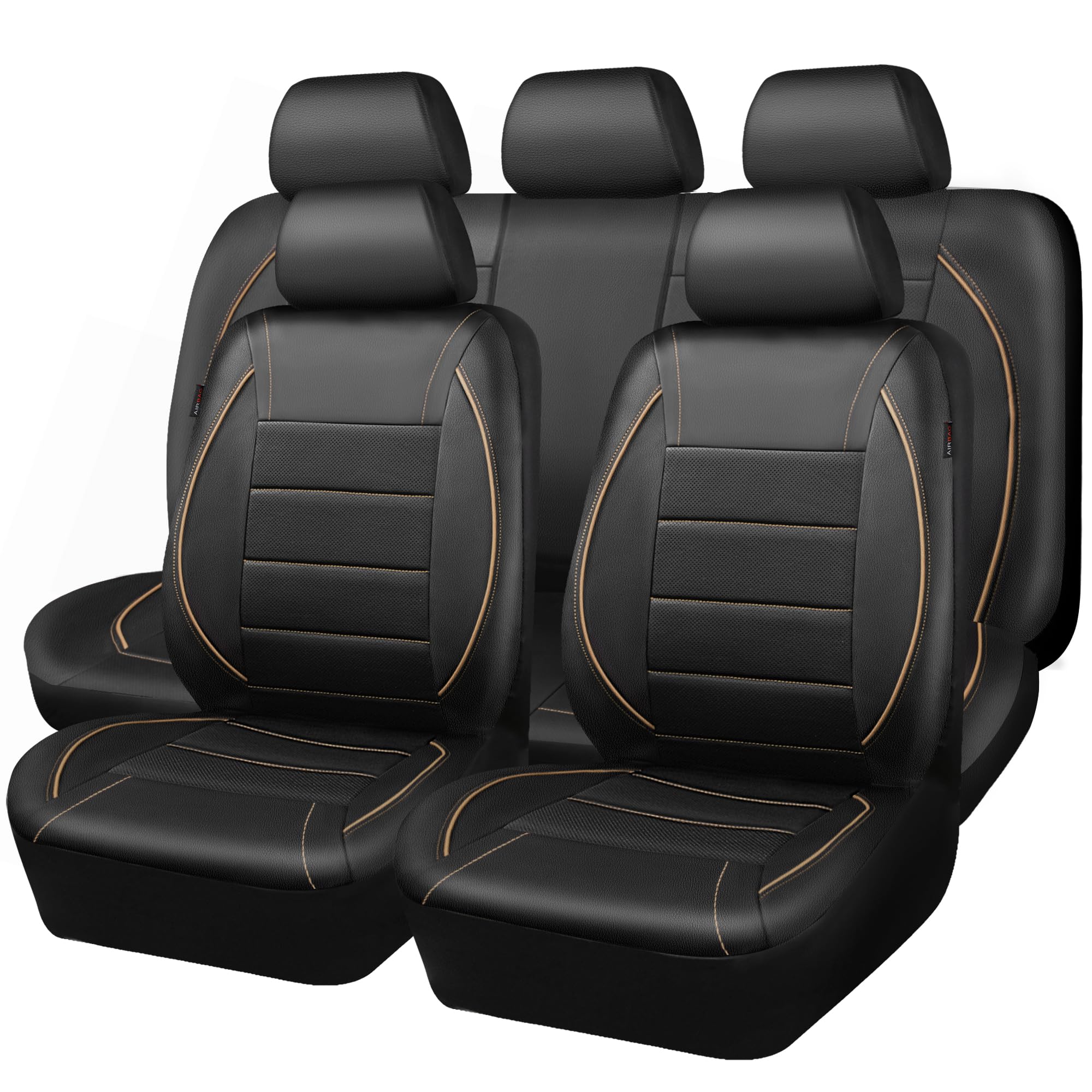 CAR PASS Universal FIT Piping Leather Car Seat Cover, for - Product Imagery