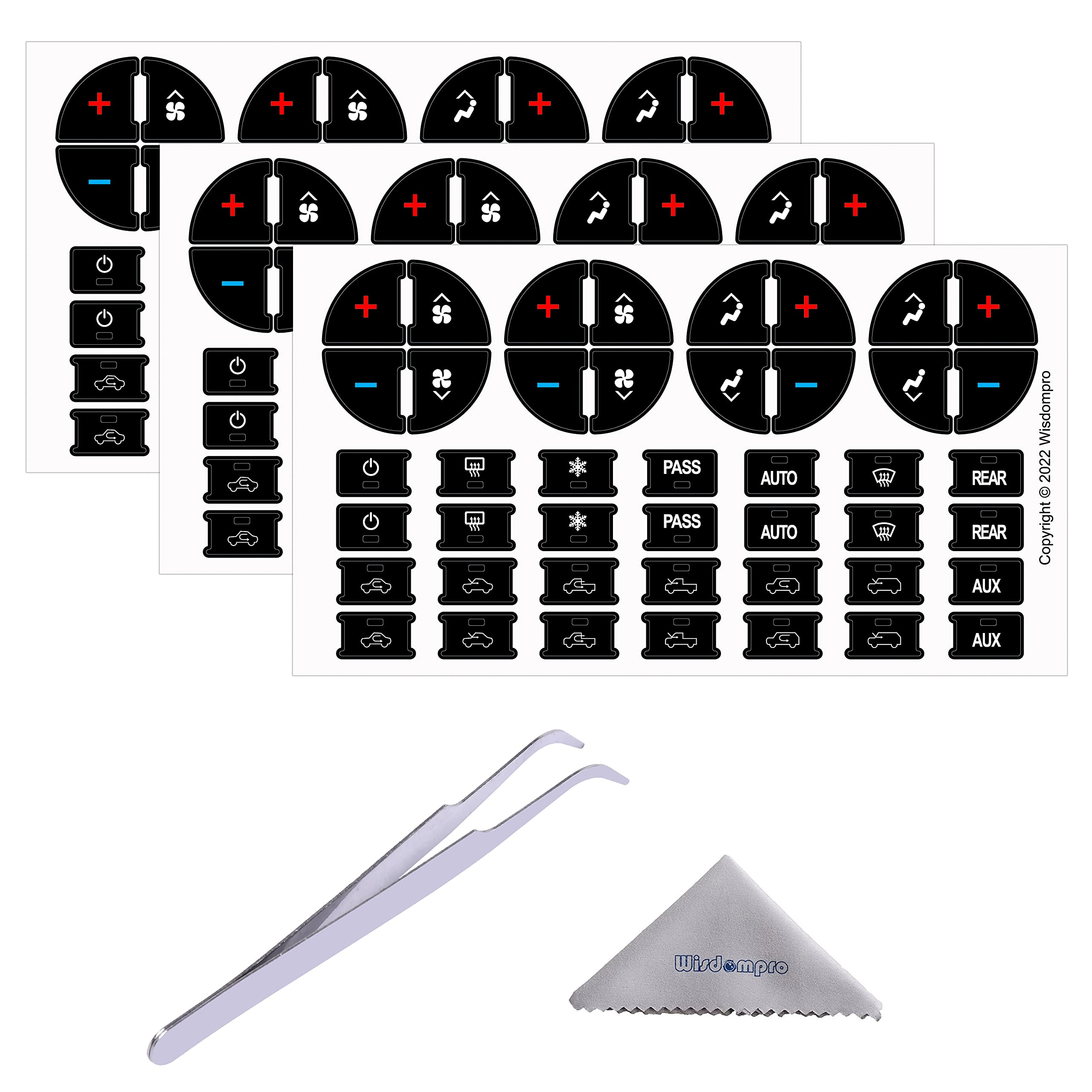 Wisdompro 3 Pack AC Dash Button Repair Decal Stickers for 07-14 - Product Imagery