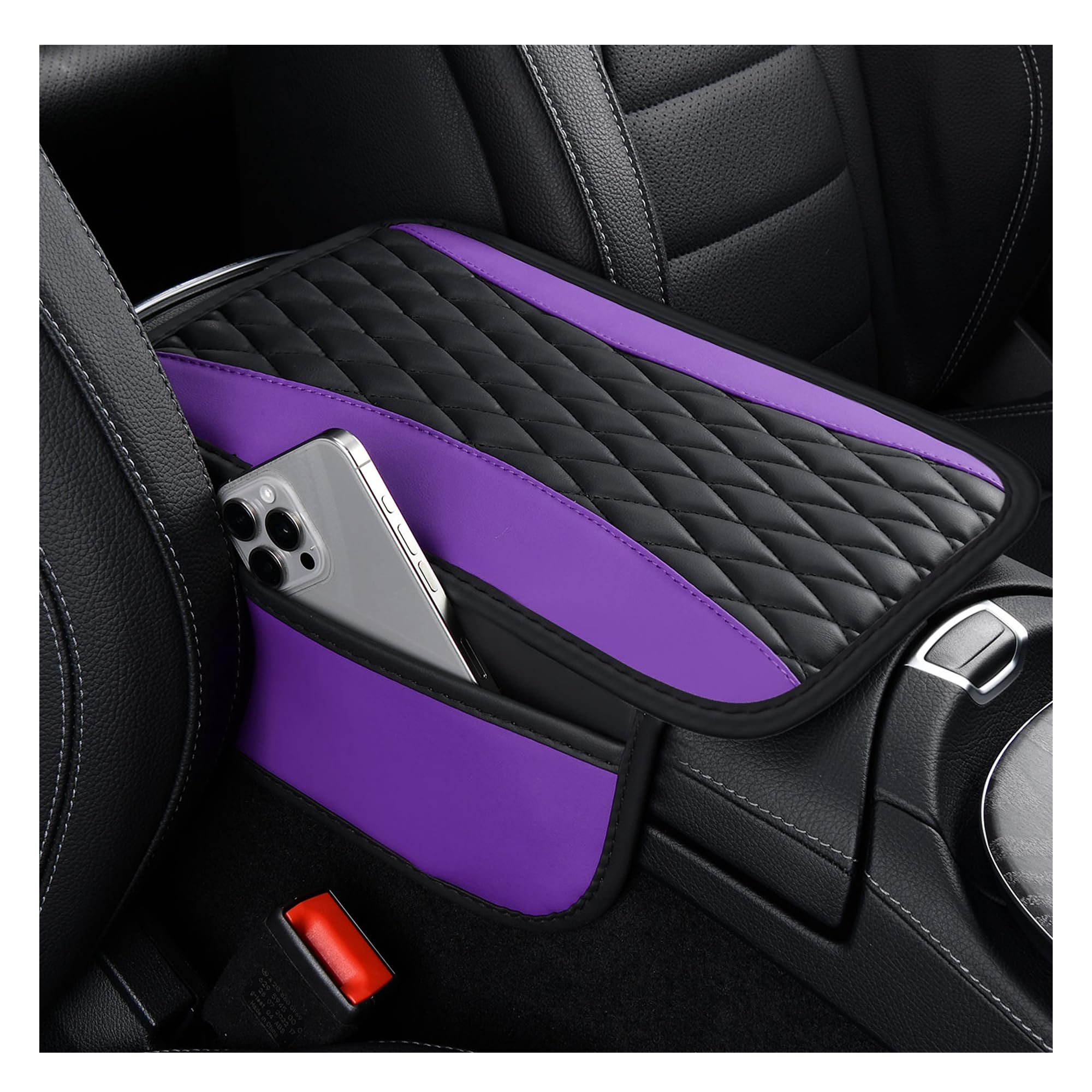 IHOTDER Patchwork Leather Center Console Covers for - Product Imagery