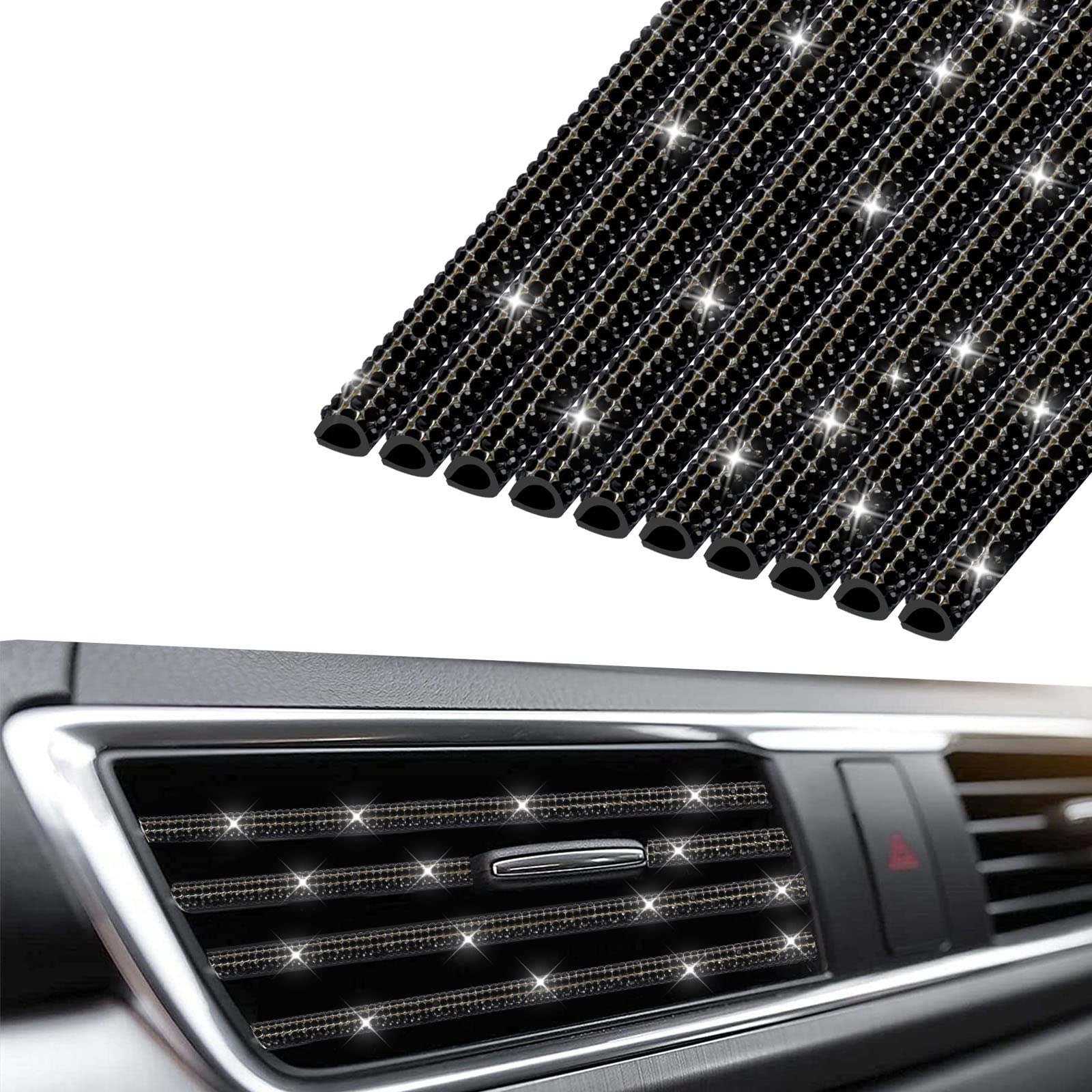 Rhinestone Car Vent Outlet Trim,10Pcs Bling Air Vent Decoration - Product Imagery