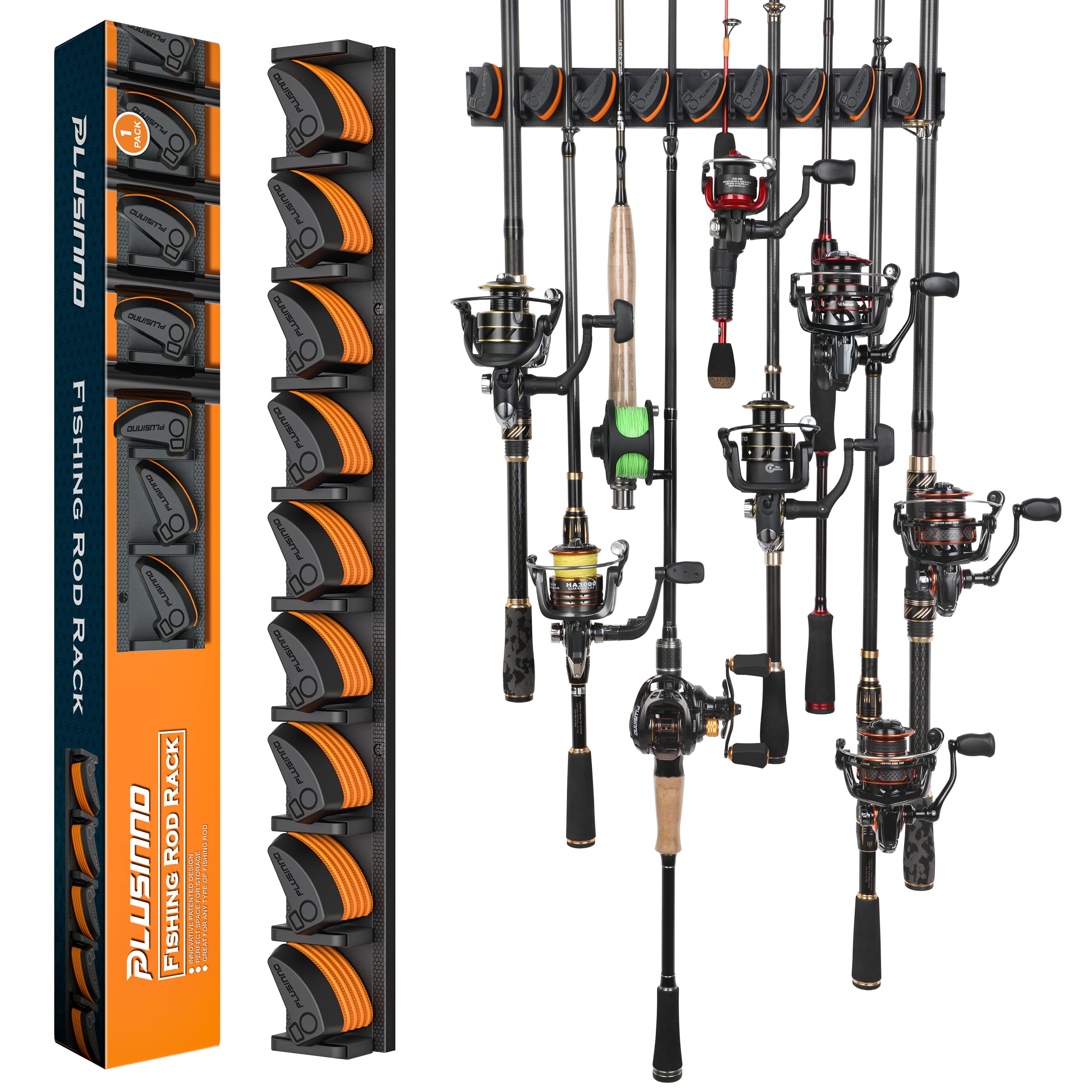 PLUSINNO V9 Vertical Fishing Rod Holders, Wall Mounted Fishing - Product Imagery