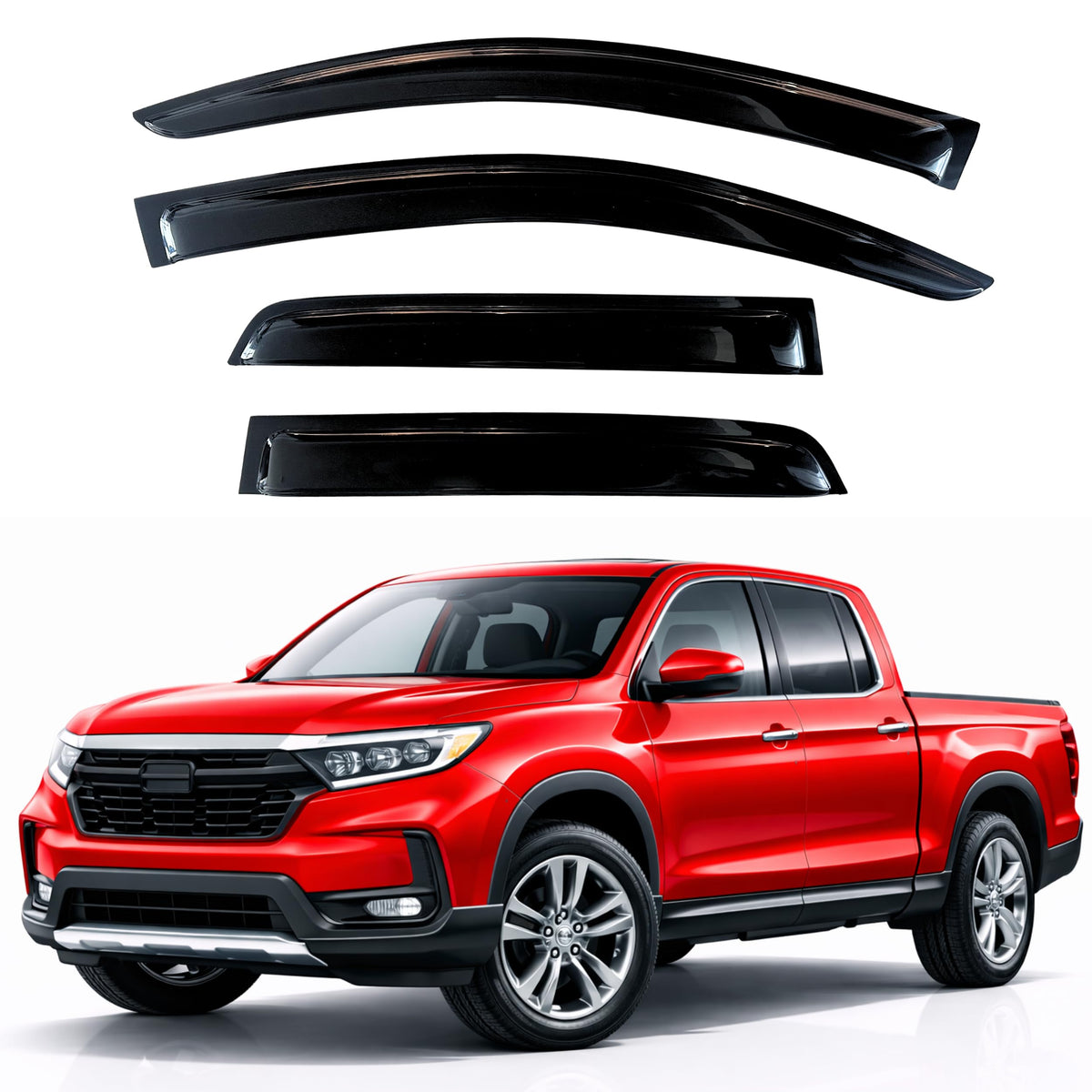KPY Rain Guards Fit for 2017-2026 Honda Ridgeline, Out-Channel - Product Imagery