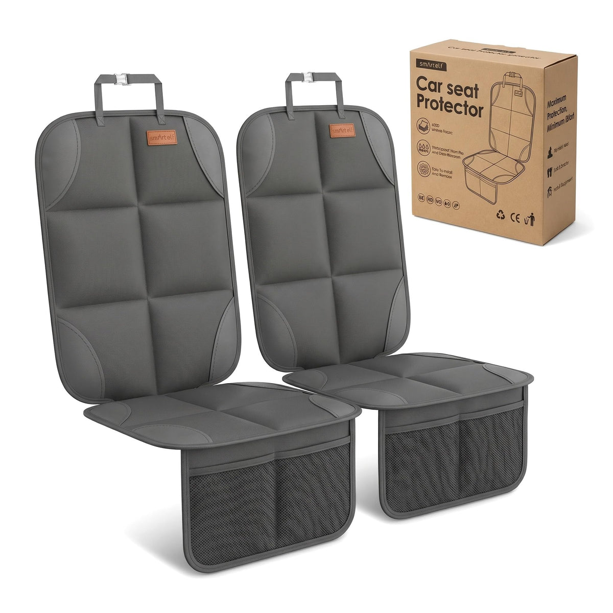 SMART ELF 2 Pack in Gift Box Car Seat Protector (Dark Gray) - Product Imagery