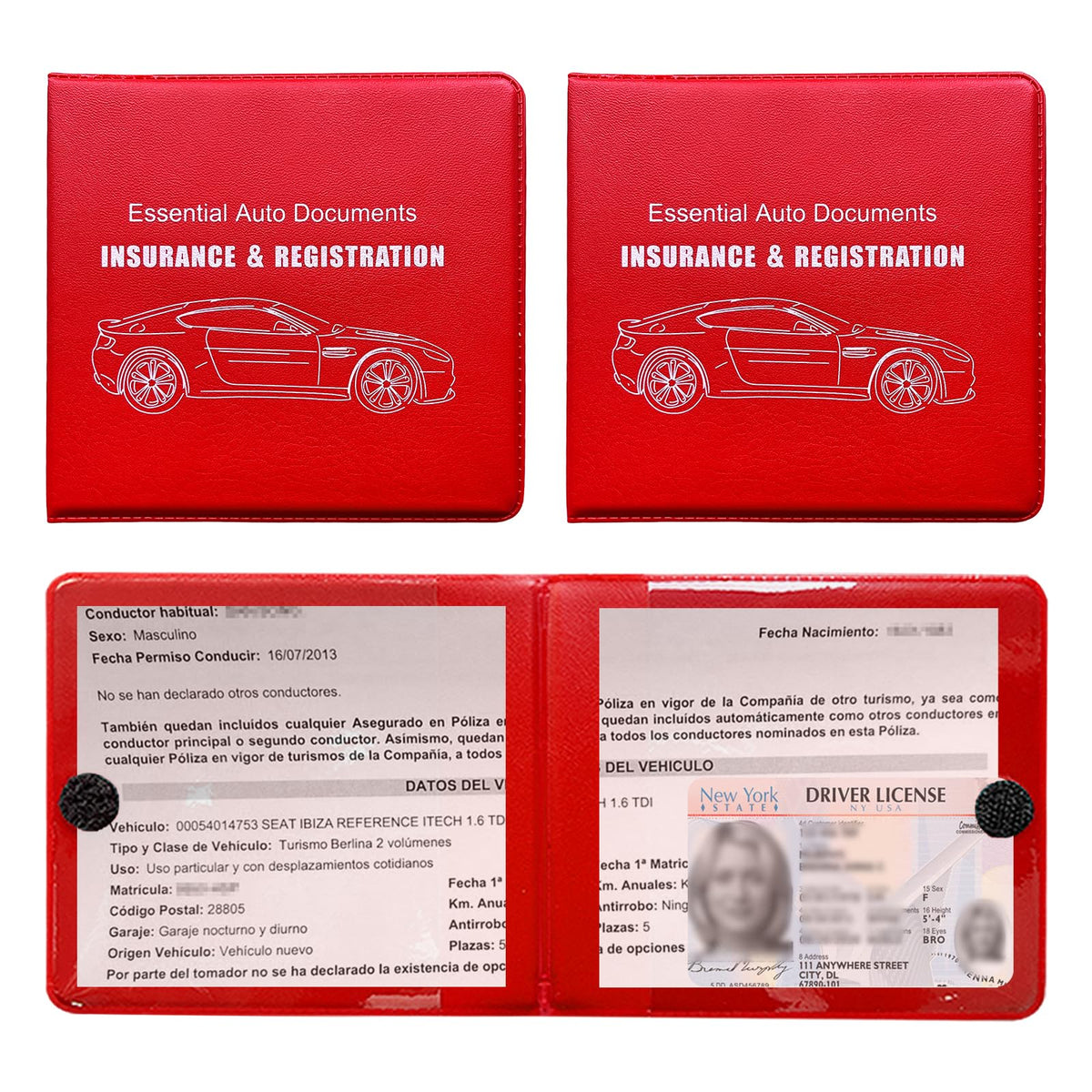 Ziciner Car Registration Insurance Holder, 2Pack Essential Auto - Product Imagery
