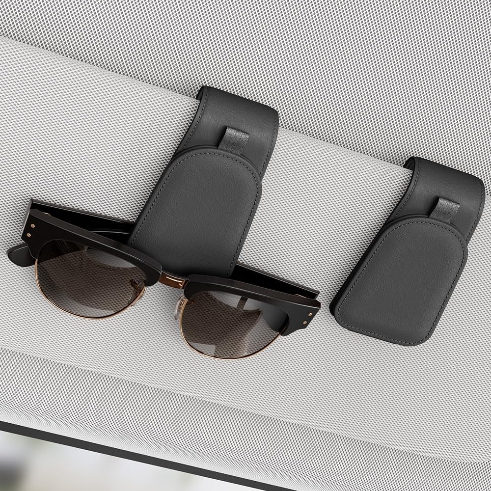 Sotfamily Magnetic Sunglass Holder for Car Visor, 2 Packs, Faux - Product Imagery