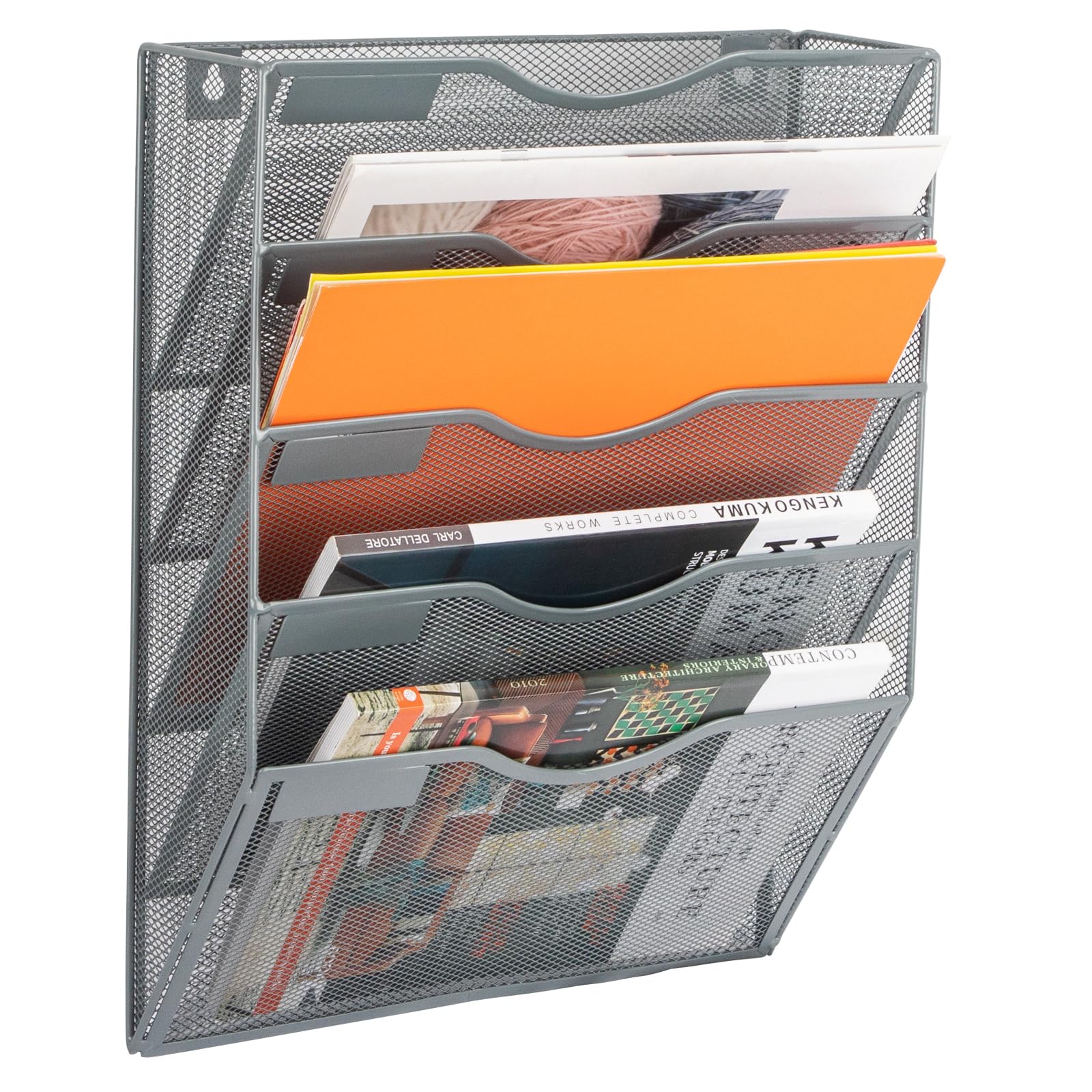 EASEPRES 5 Pocket Mesh Hanging Wall File Organizer, Wall Mounted - Product Imagery