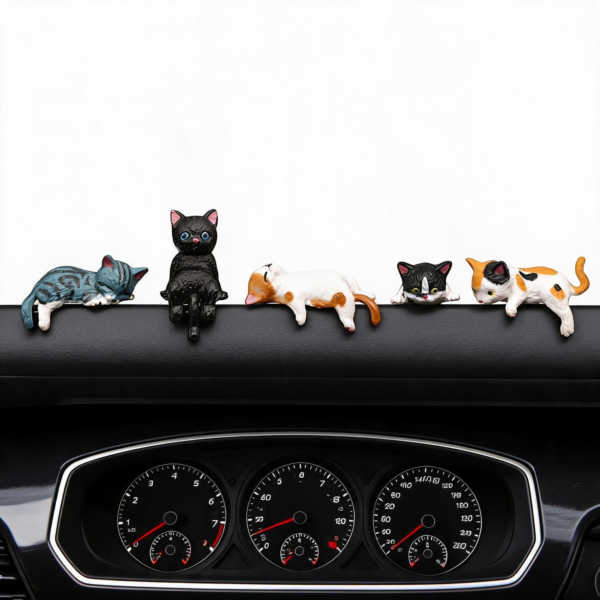 5PCS Cute Cat Car Ornaments, Mini Dashboard Figurines Car - Product Imagery