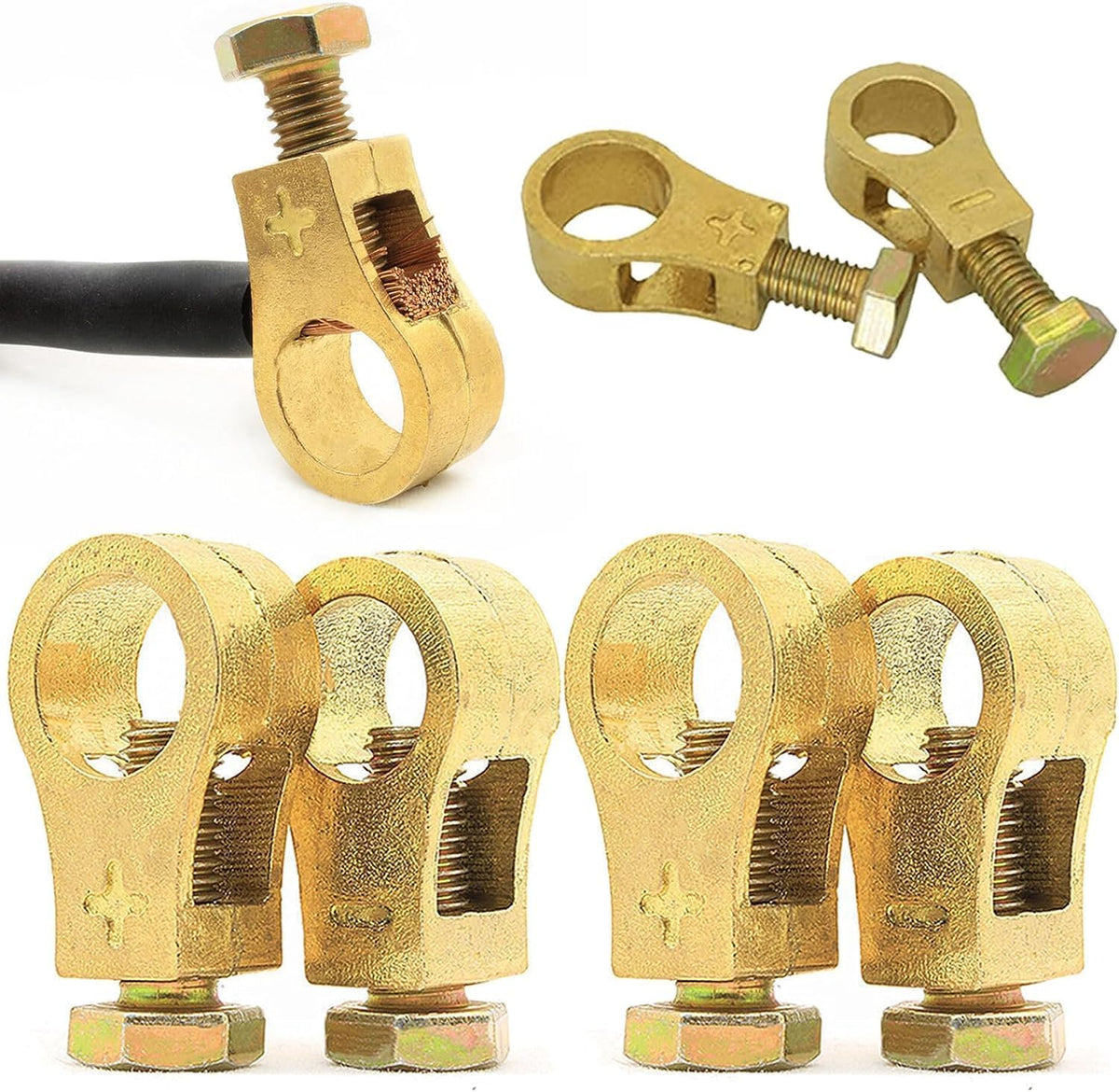 Heavy Duty Pure Copper Battery Terminal Connectors Kit, 1 Pair - Product Imagery