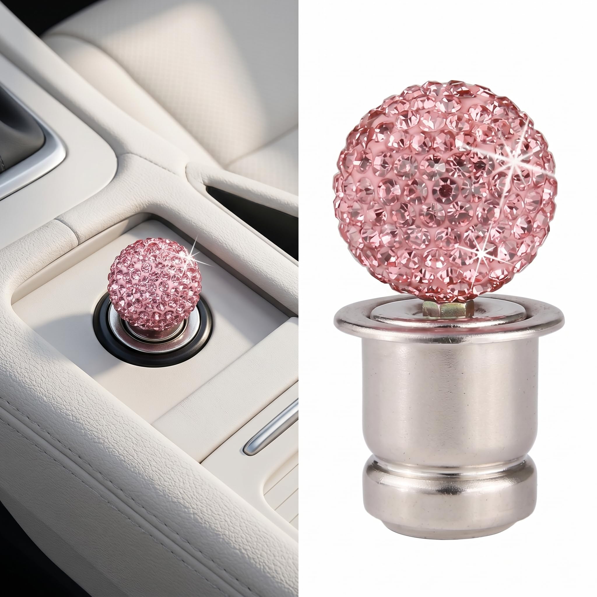 Bling Car Cigarette Lighter Plug, Rhinestone Decorative - Product Imagery